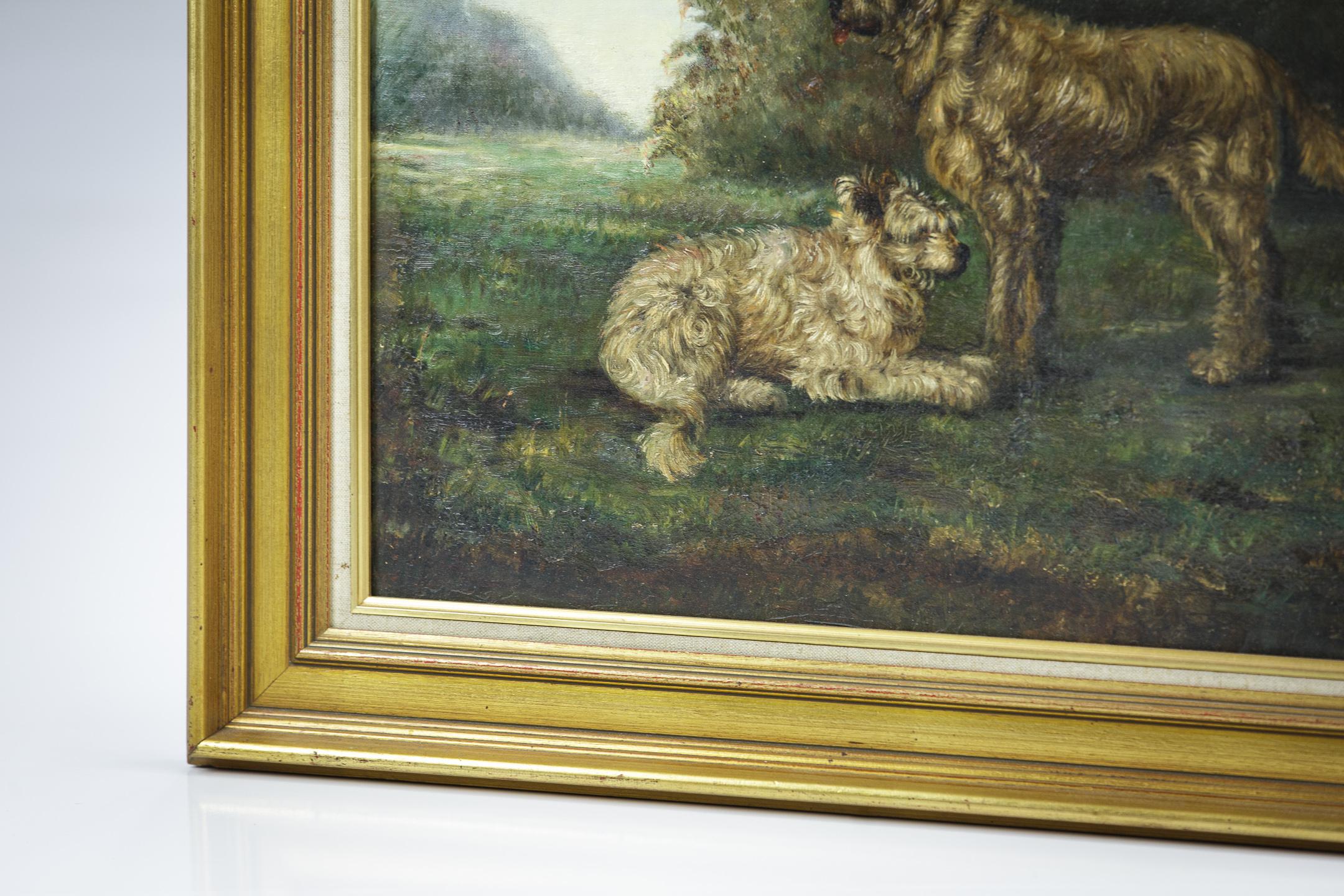 Late 19th Century Dogs Oil on Canvas For Sale 3