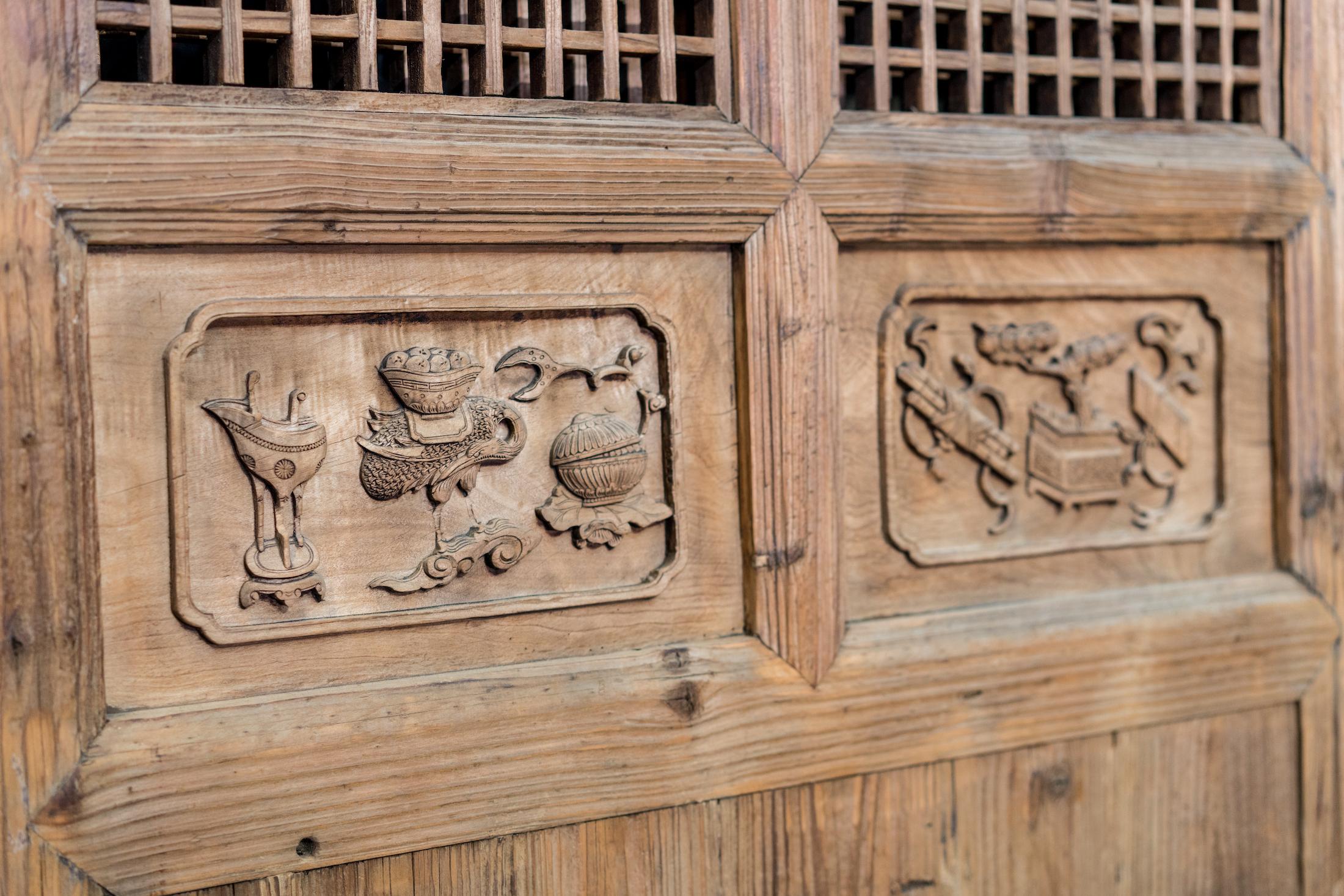 Late 19th Century Door Panels with Carving and Latticework For Sale 3