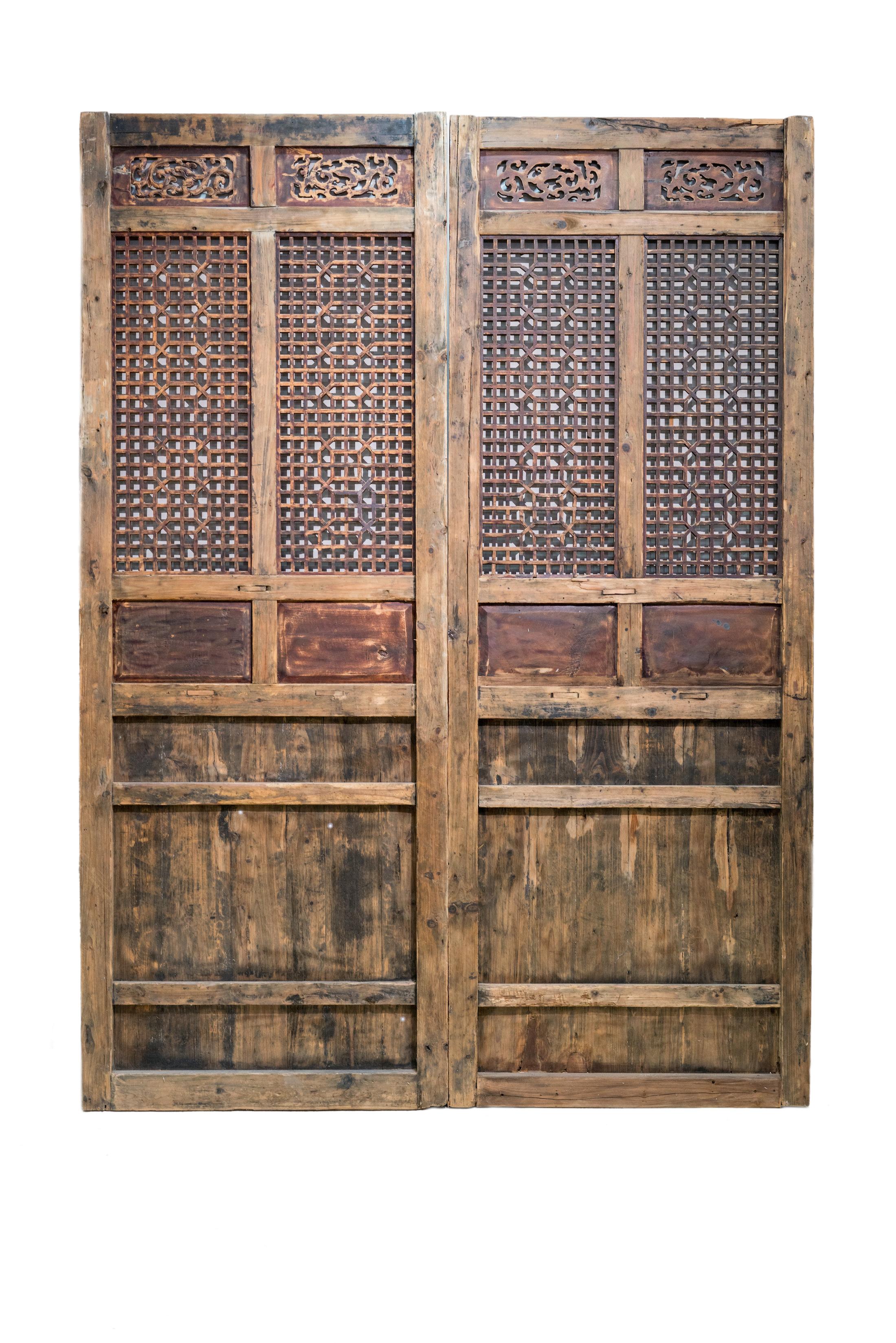 Late 19th Century Door Panels with Carving and Latticework For Sale 4