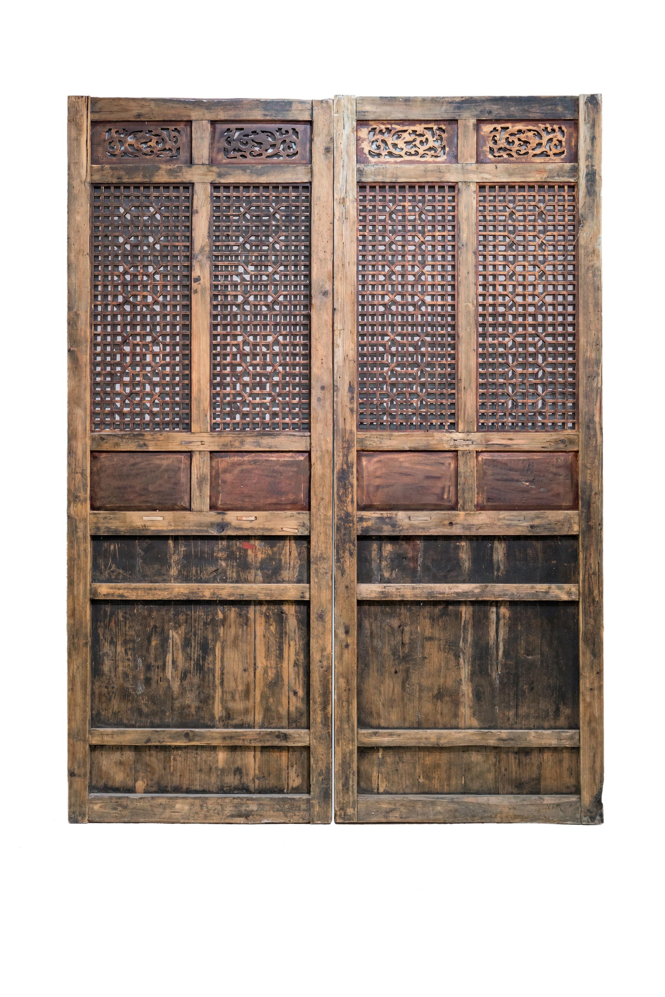 Late 19th Century Door Panels with Carving and Latticework For Sale 5