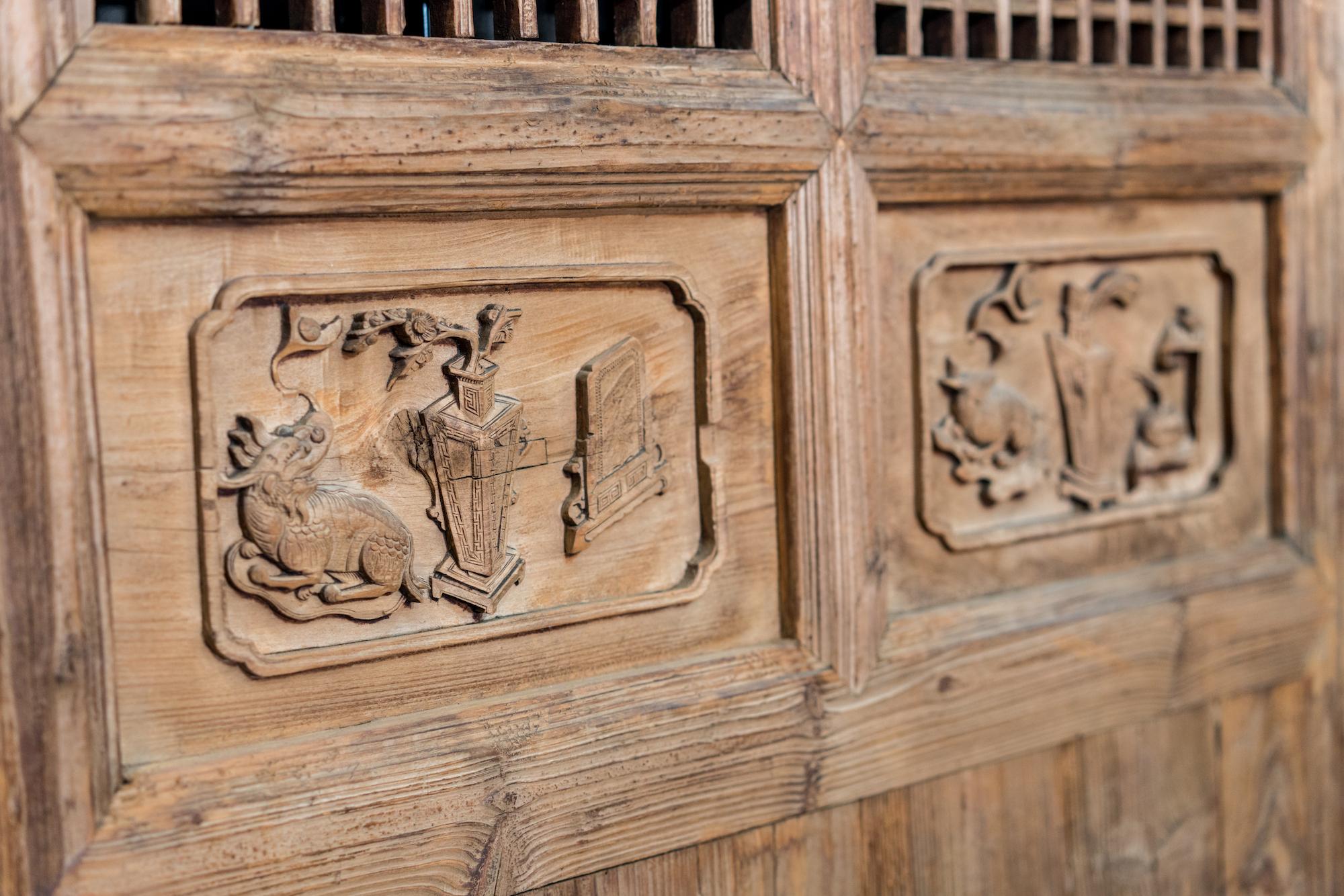 Early 20th Century Late 19th Century Door Panels with Carving and Latticework For Sale