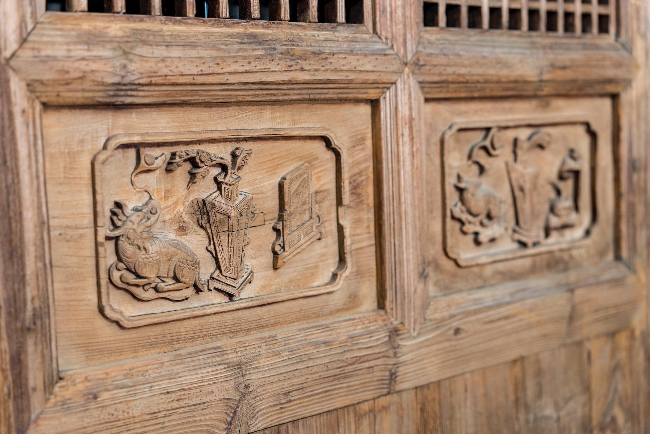 Late 19th Century Door Panels with Carving and Latticework For Sale 2