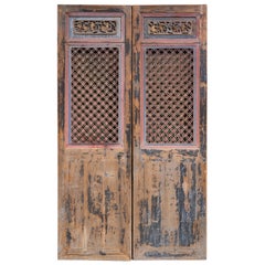 Late 19th Century Door Panels with Carvings and Lattice Patterns