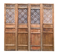 Late 19th Century Door Panels with Latticework and Carvings
