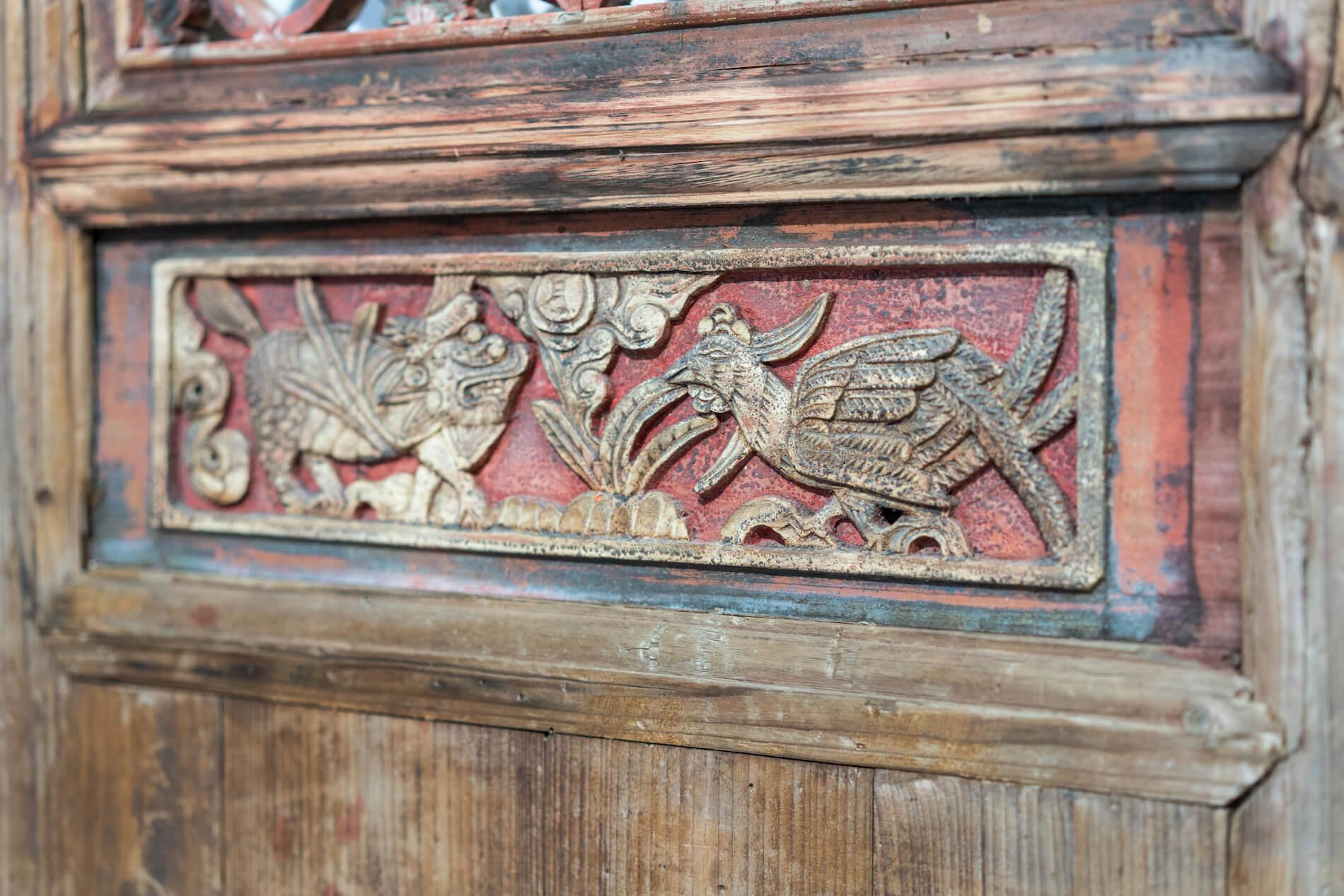 Woodwork Late 19th Century Door Panels with Latticework and Carvings For Sale