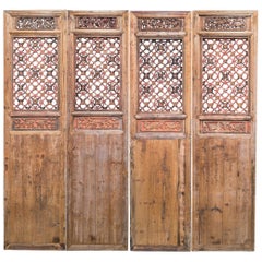 Late 19th Century Door Panels with Latticework and Carvings