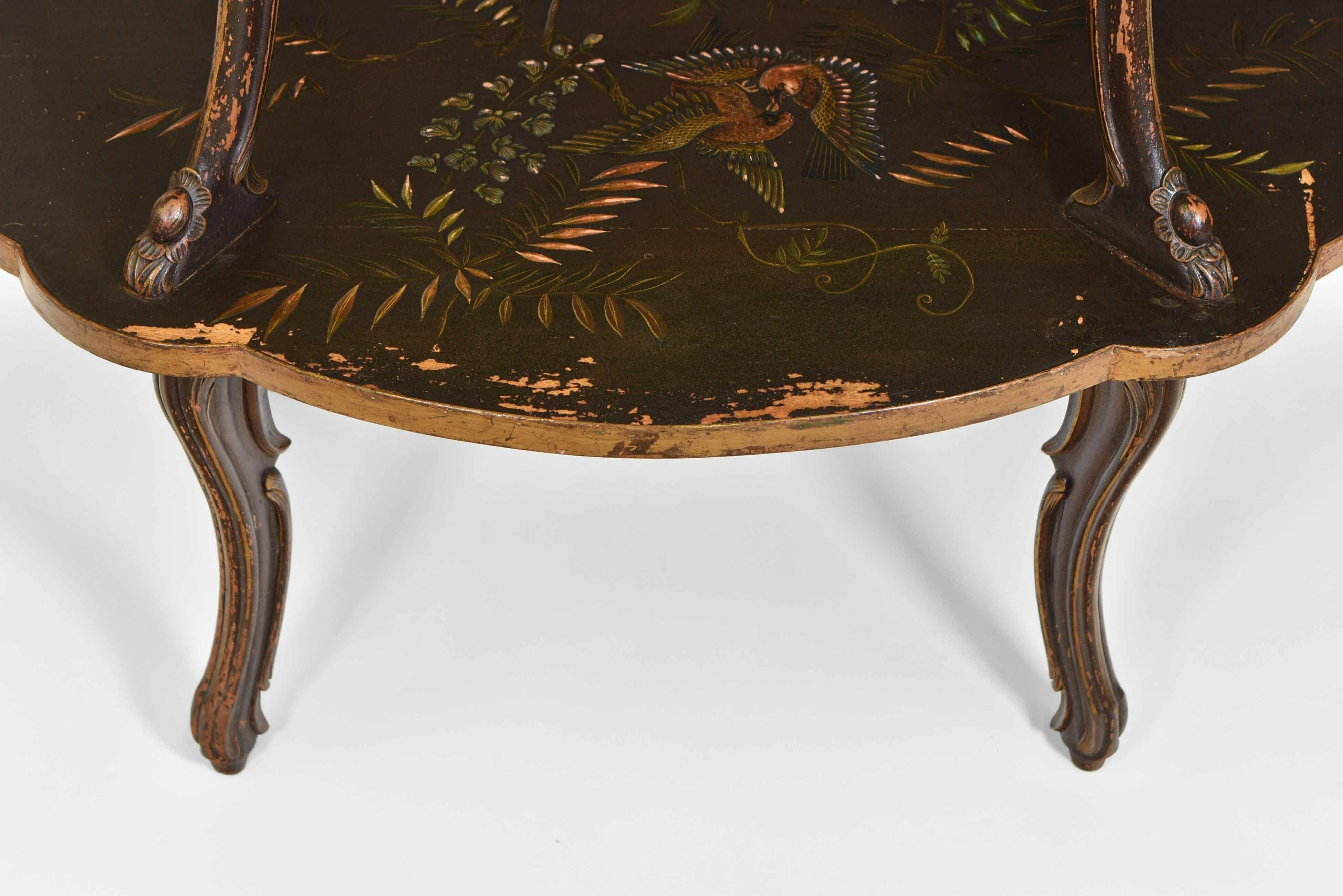 Late 19th Century Dutch Black & Gilt Japanned Low Etagere For Sale 5