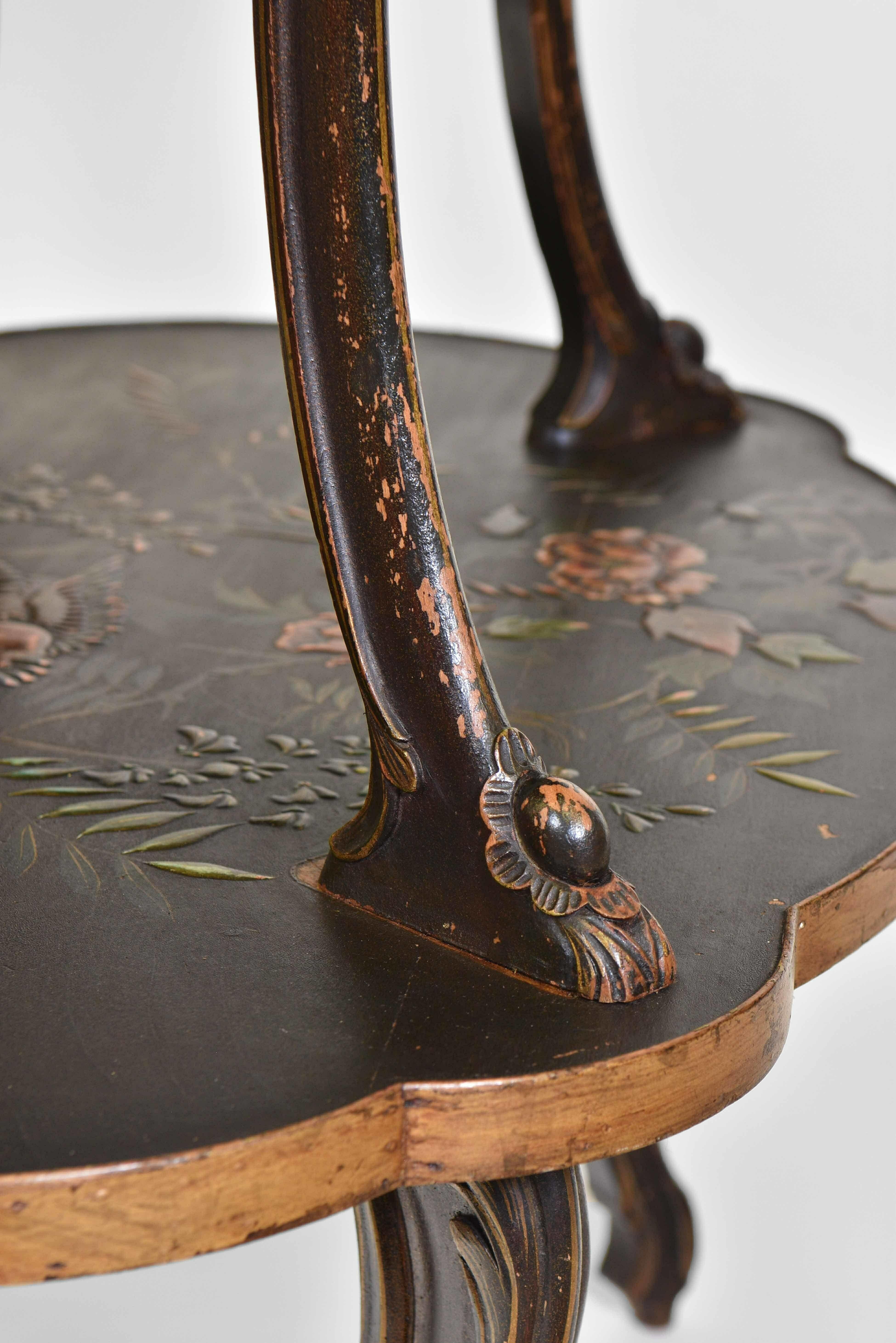 Late 19th Century Dutch Black & Gilt Japanned Low Etagere For Sale 9