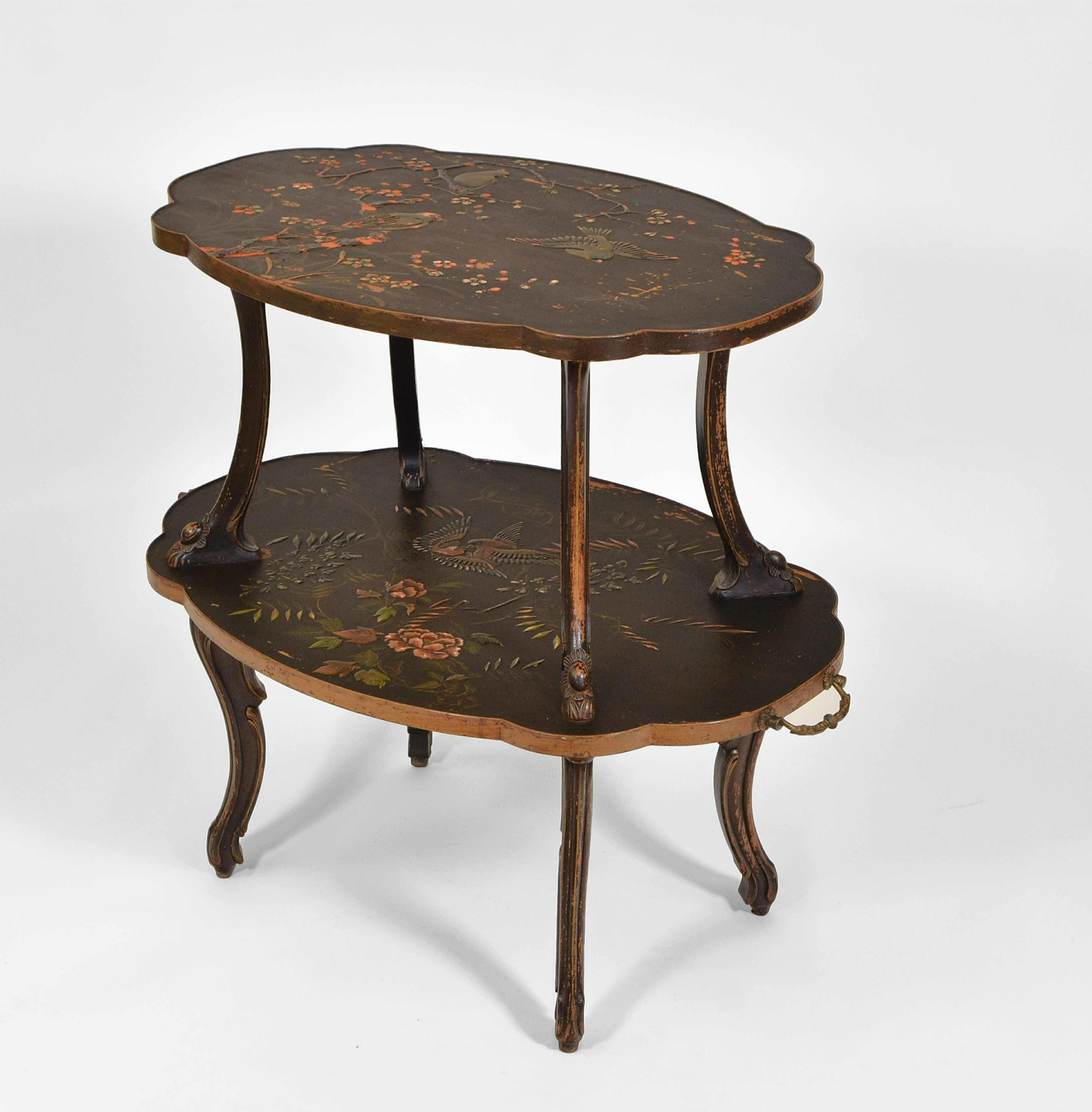 Late 19th Century Dutch Black & Gilt Japanned Low Etagere For Sale 3