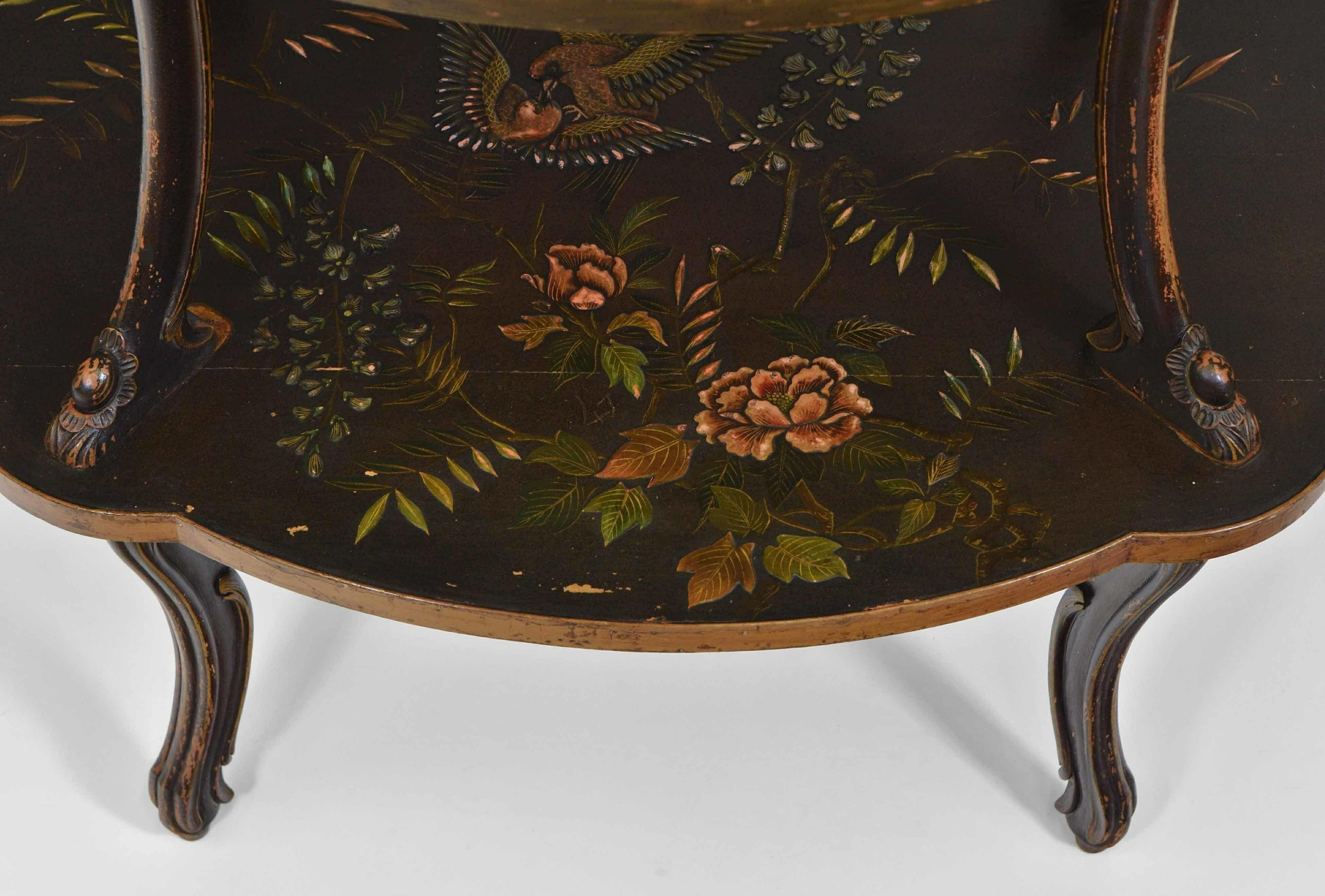 Late 19th Century Dutch Black & Gilt Japanned Low Etagere For Sale 4