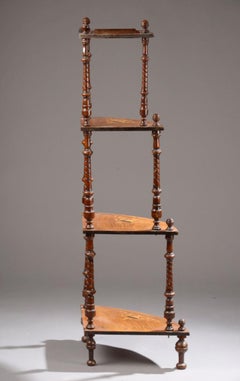 Late 19th Century Dutch Hand Carved Corner Shelf with Inlaid Decorations