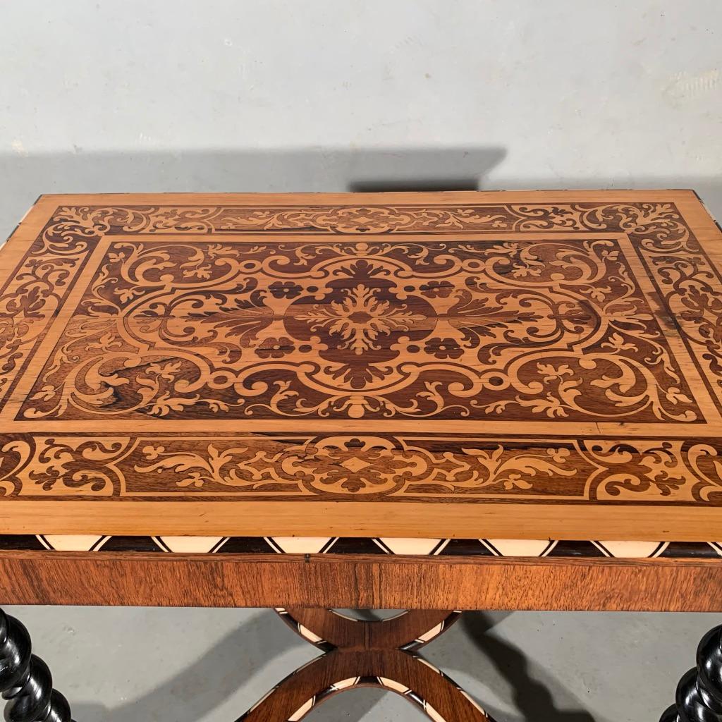 Late 19th Century Dutch Marquetry with Bone and Ebony Inlay Side Table  5