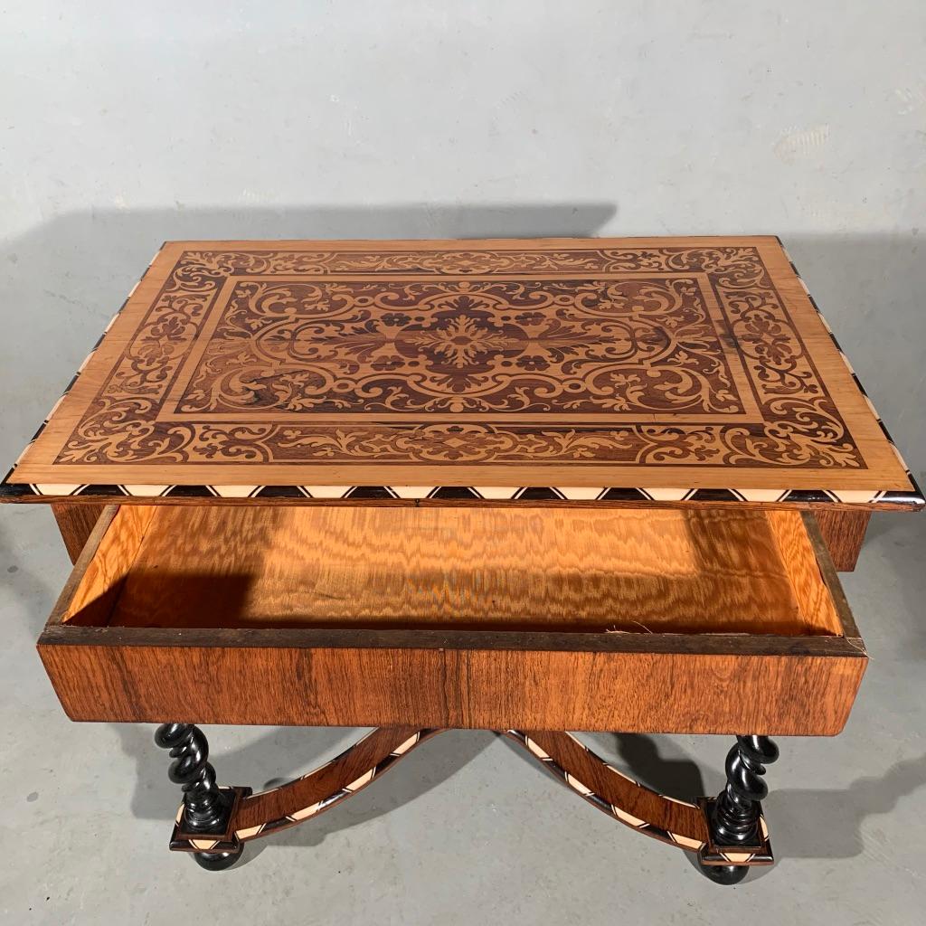 Late 19th Century Dutch Marquetry with Bone and Ebony Inlay Side Table  7
