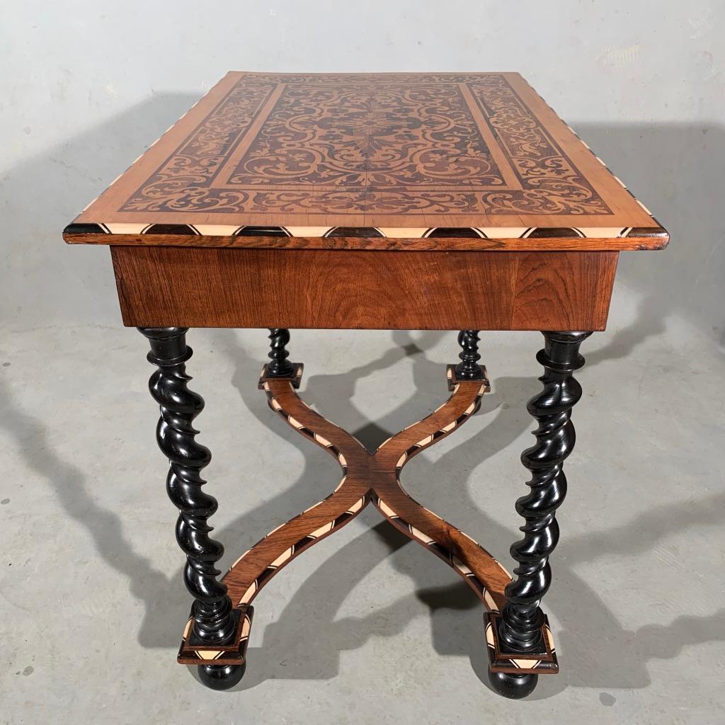 Late 19th Century Dutch Marquetry with Bone and Ebony Inlay Side Table  1