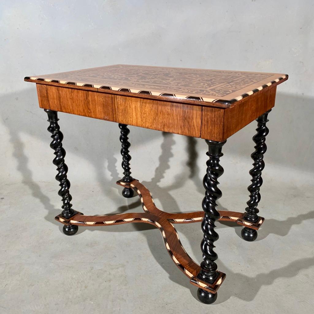 Late 19th Century Dutch Marquetry with Bone and Ebony Inlay Side Table  2