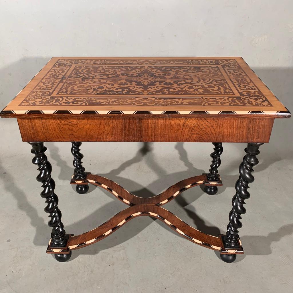 Late 19th Century Dutch Marquetry with Bone and Ebony Inlay Side Table  4