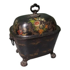 Late 19th Century Dutch Metal Coal Bucket with Lion Head and Claws