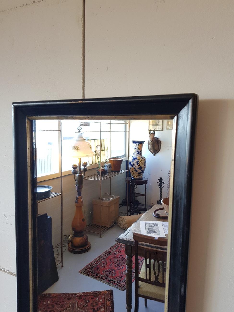 Late 19th Century Dutch Mirror with a Black Lacquered Wooden Frame 1