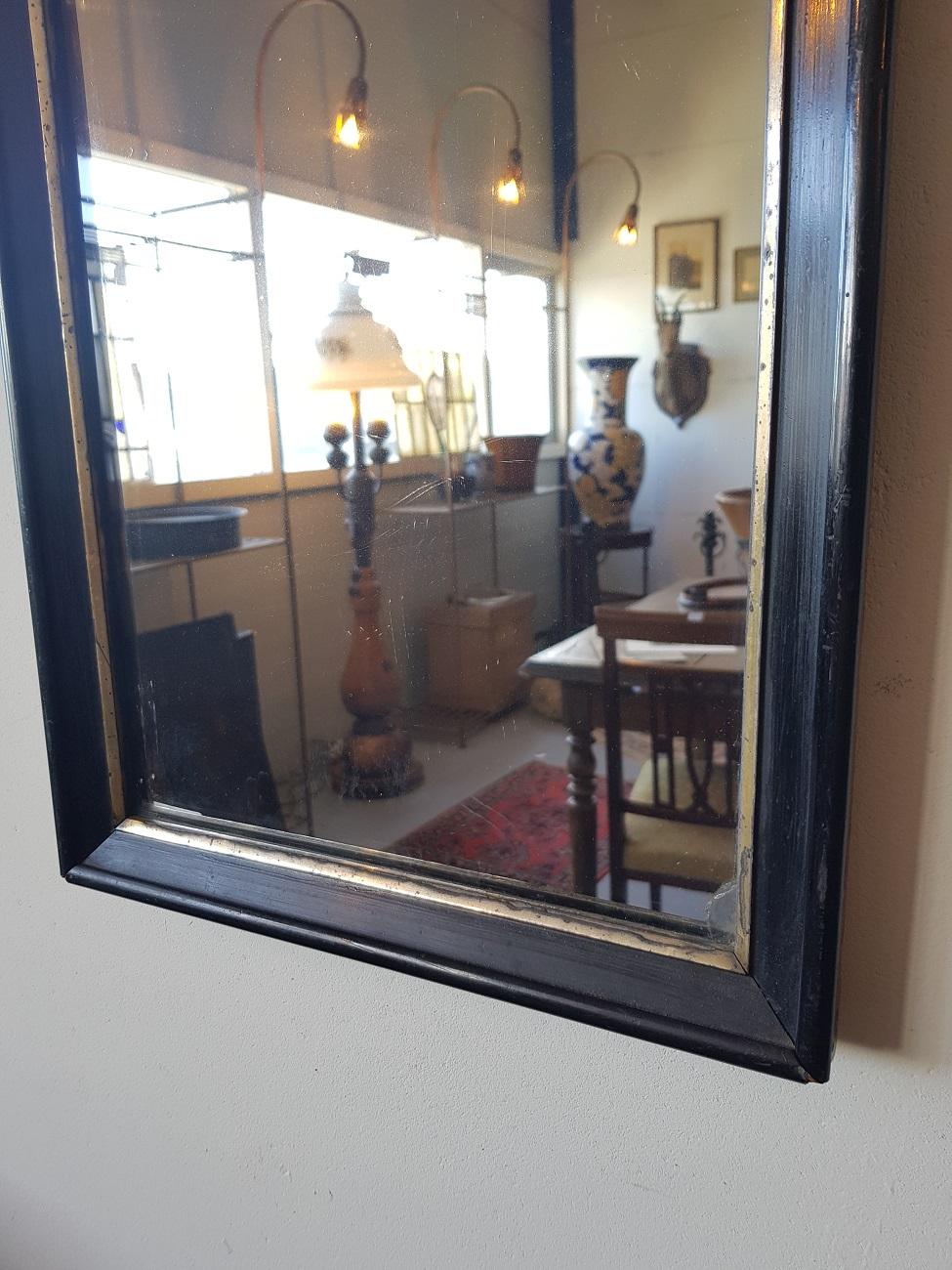 Late 19th Century Dutch Mirror with a Black Lacquered Wooden Frame 2