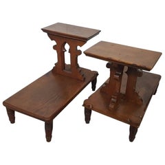 Late 19th Century Dutch Oak Stools in Gothic Style