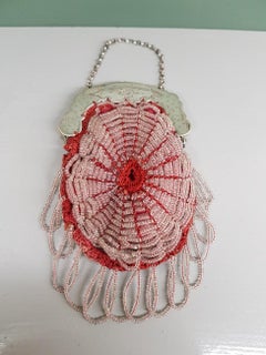 Late 19th Century Dutch Silver Bracket Purse with Glass Beads