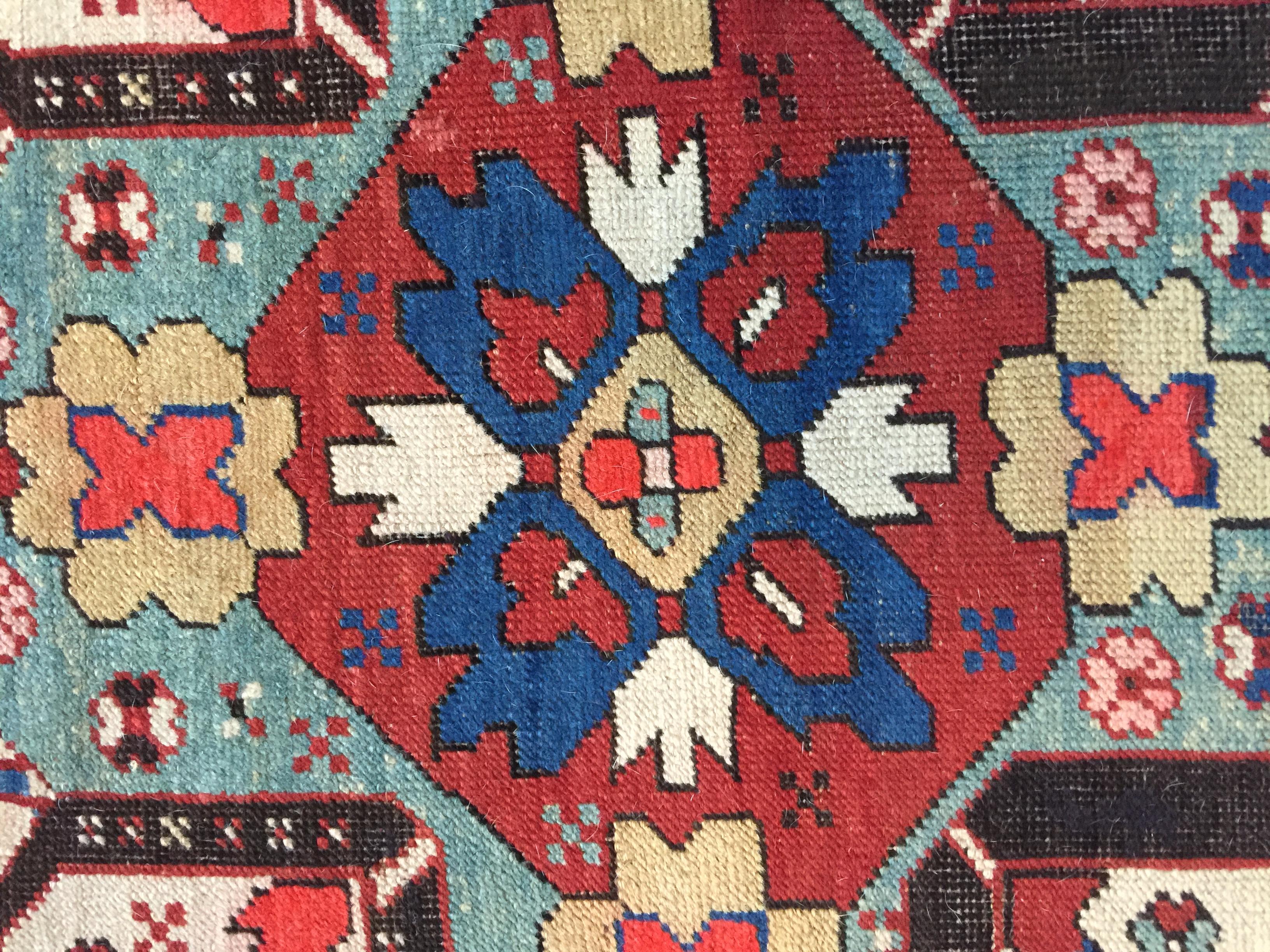 Late 19th Century Eagle Kazak Chelaberd Wool Rug Carpet For Sale 10