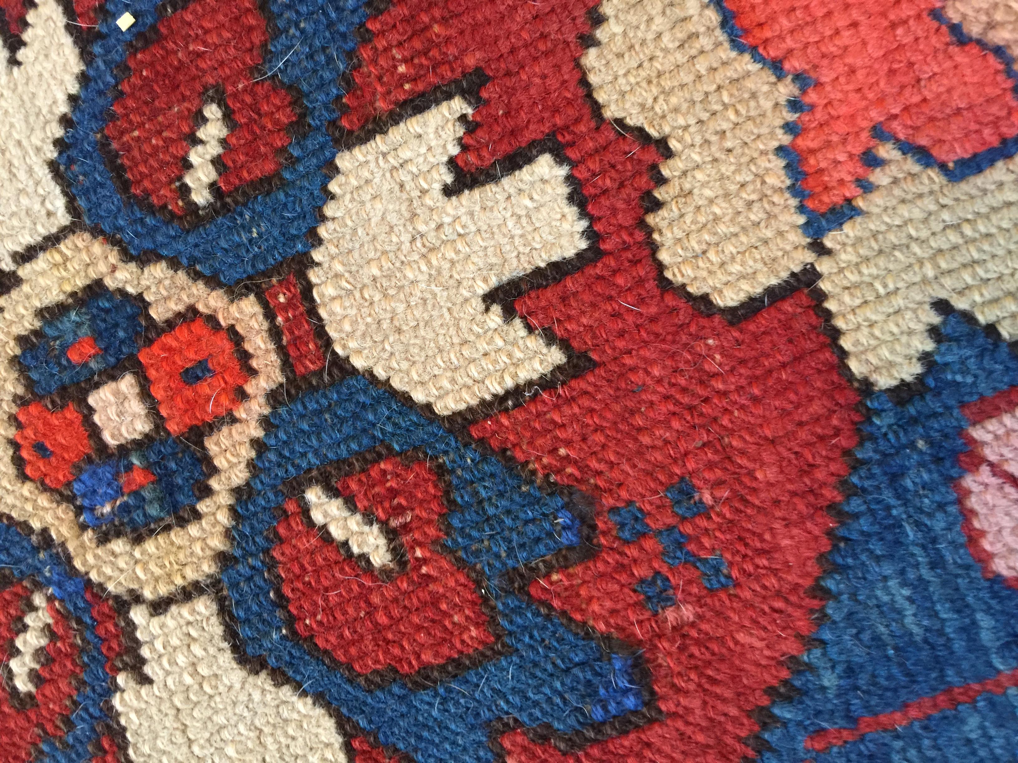 Late 19th Century Eagle Kazak Chelaberd Wool Rug Carpet For Sale 2