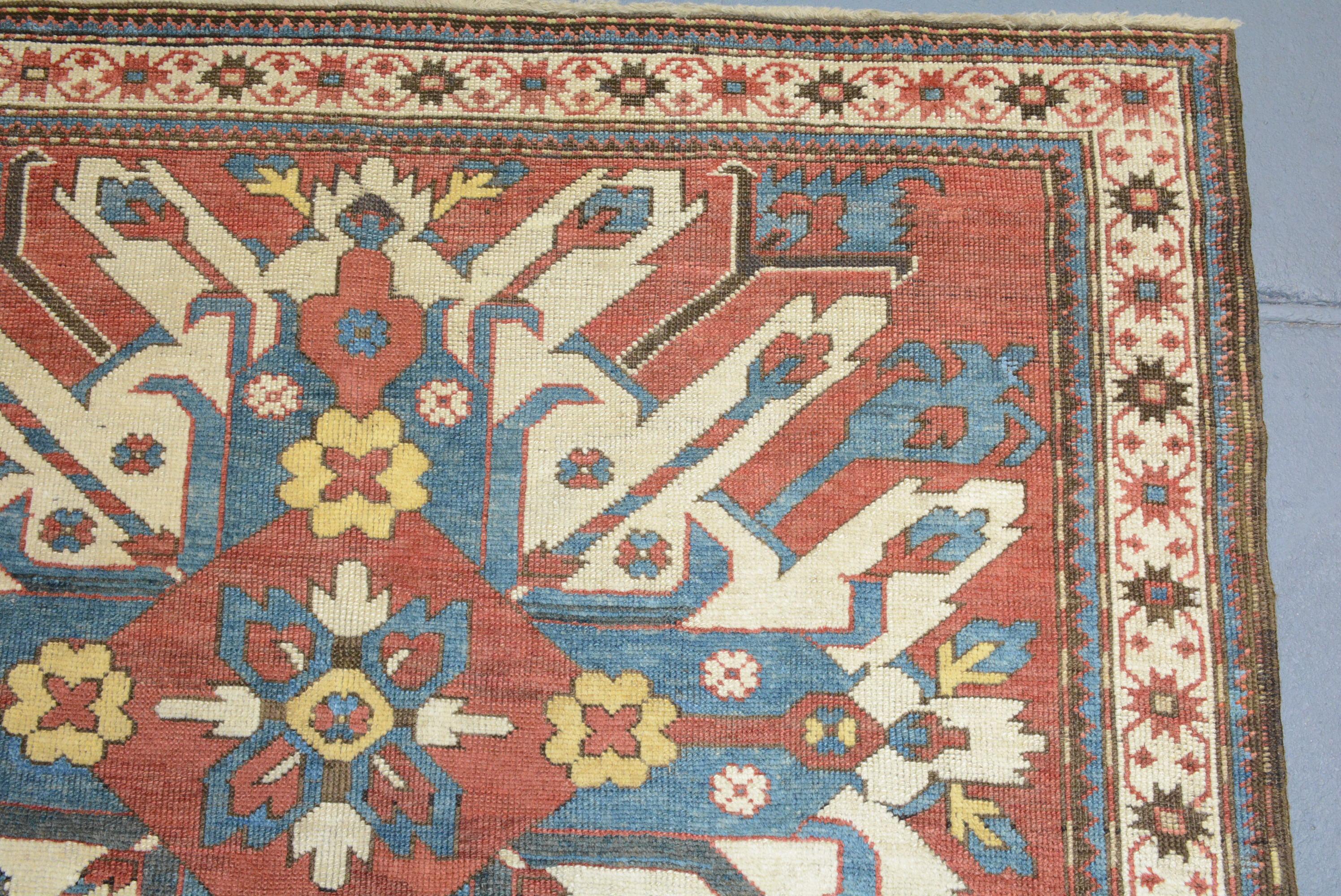 Late 19th Century Eagle Kazak Rug In Good Condition For Sale In Closter, NJ