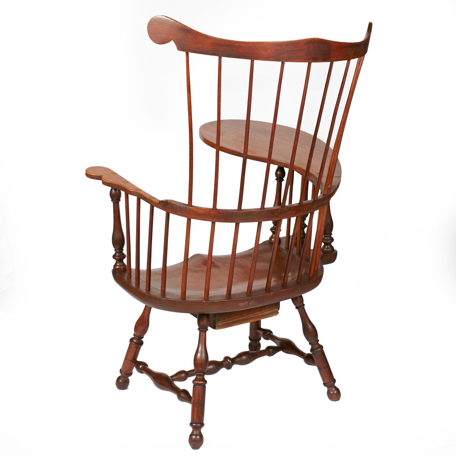 American Late 19th-Early 20th Century Colonial Revival, Windsor Writing Armchair