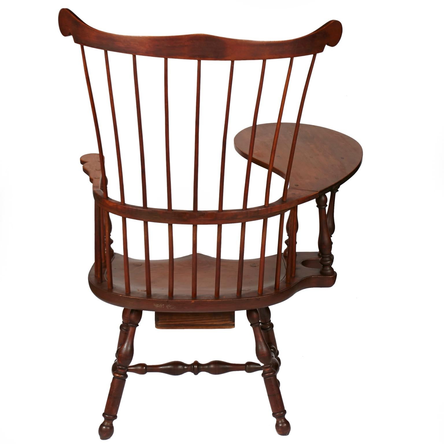 Oiled Late 19th-Early 20th Century Colonial Revival, Windsor Writing Armchair