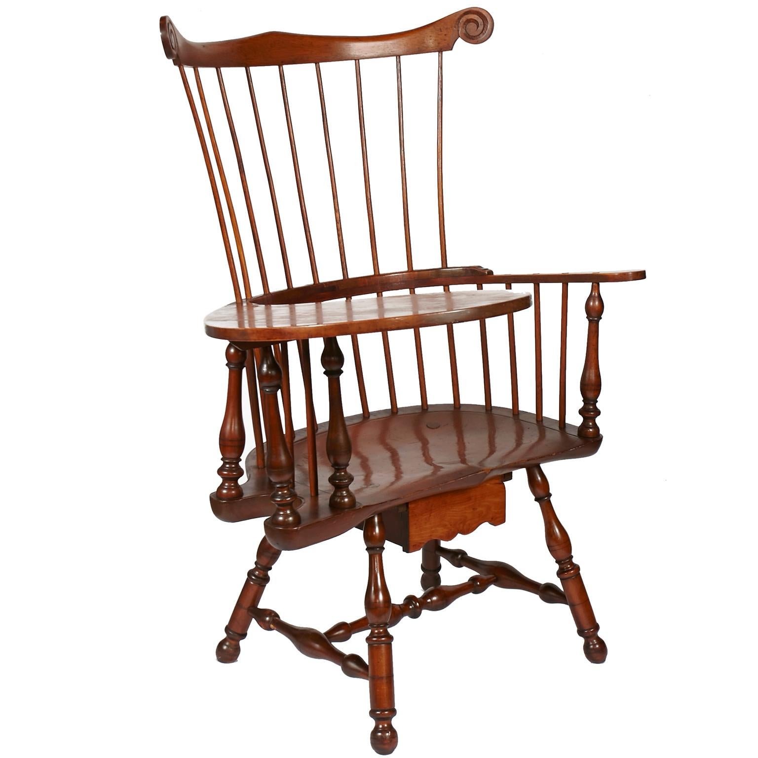 Late 19th-Early 20th Century Colonial Revival, Windsor Writing Armchair 1