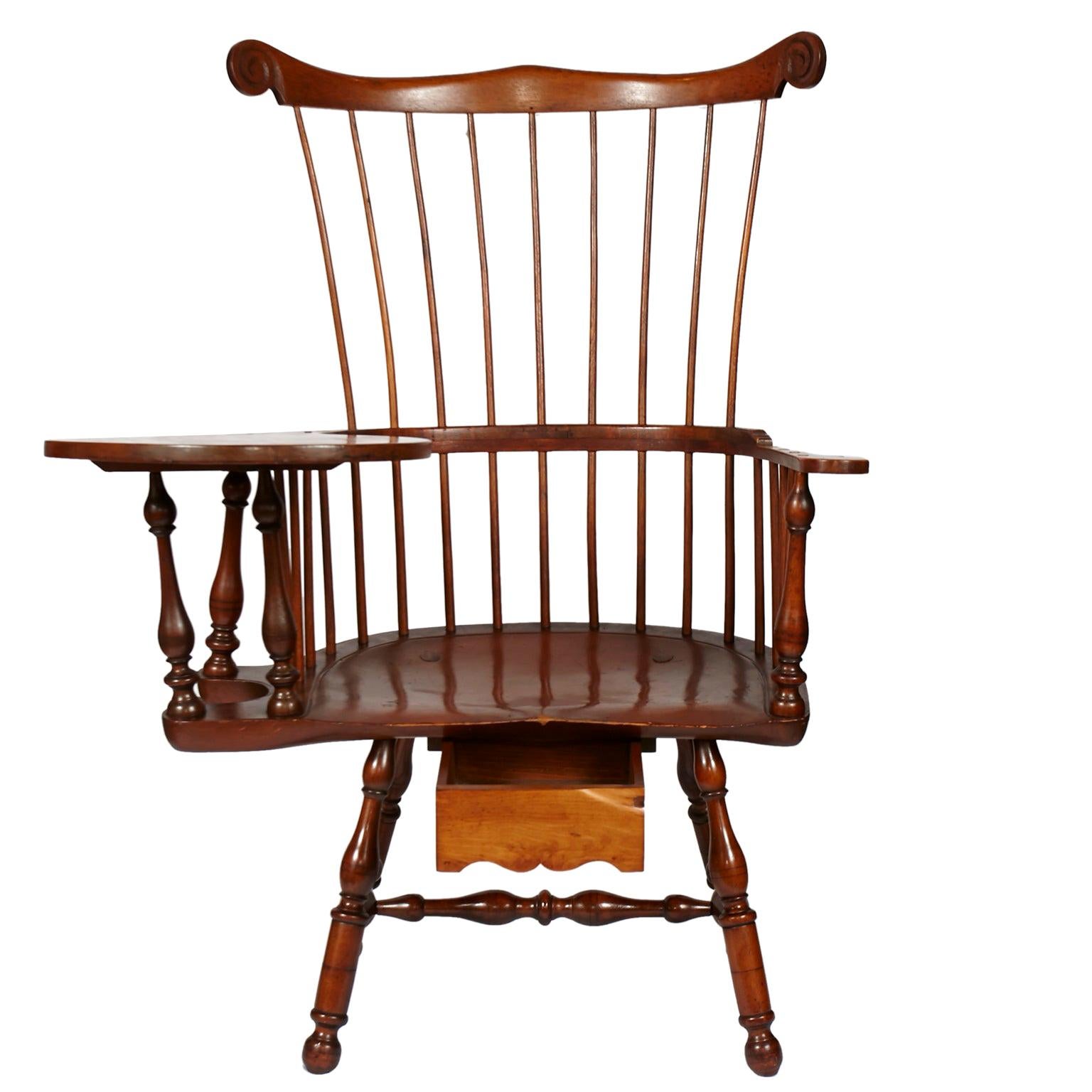 Late 19th-Early 20th Century Colonial Revival, Windsor Writing Armchair