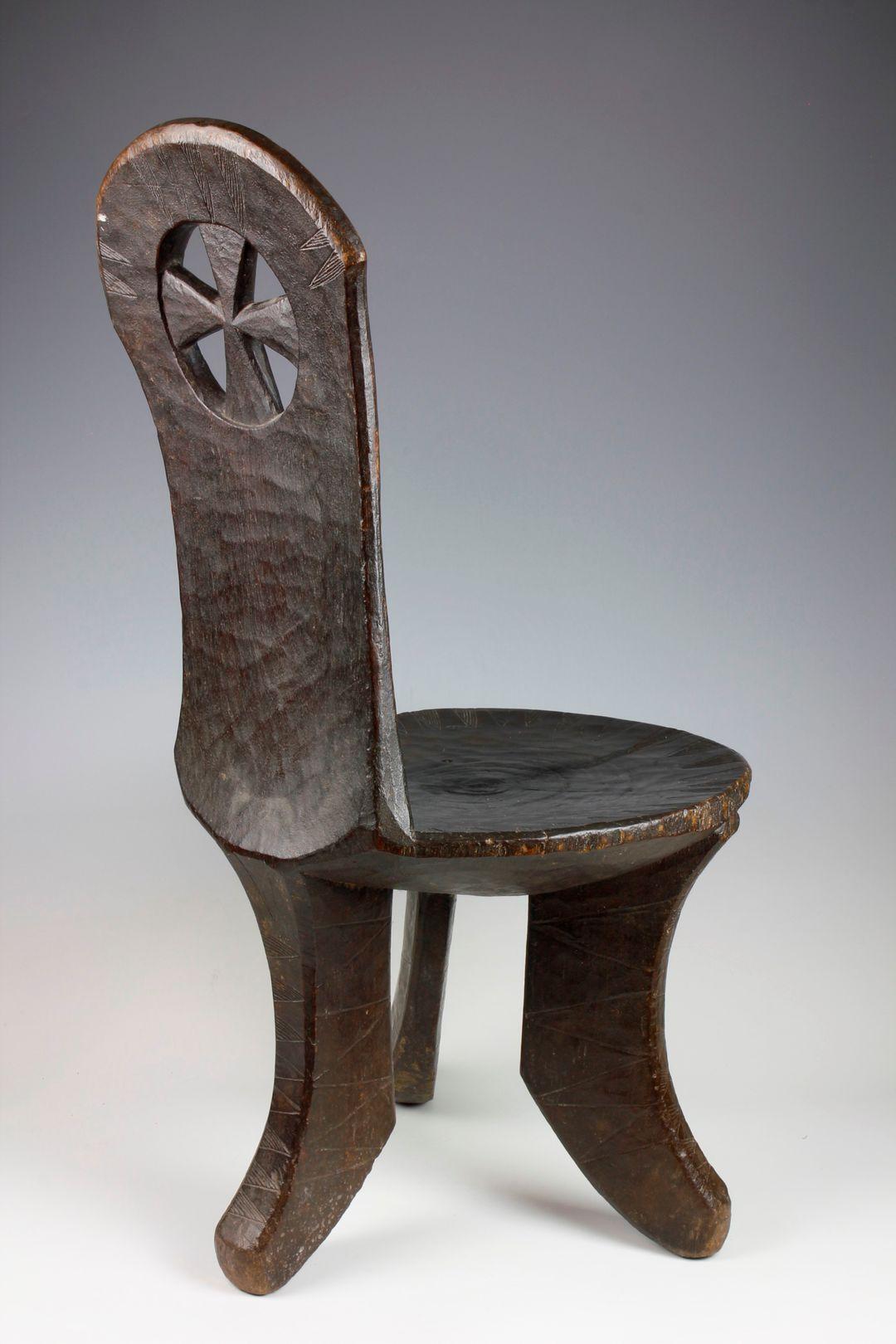 Carved Late 19th Century/Early 20th Century High-Backed Ethiopian Chair For Sale