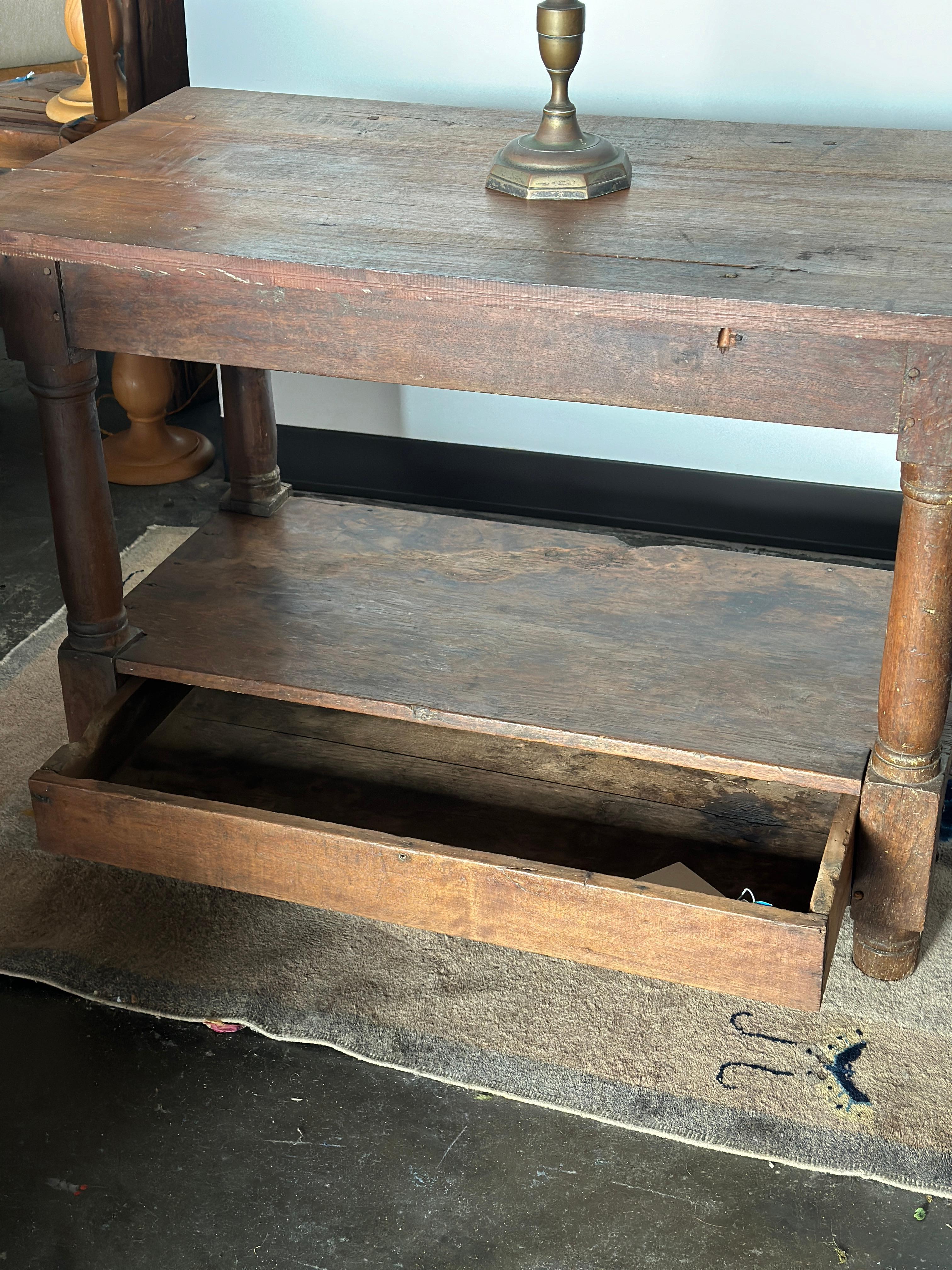 American Late 19th Century/Early 20th Century Wooden Prep Island Table