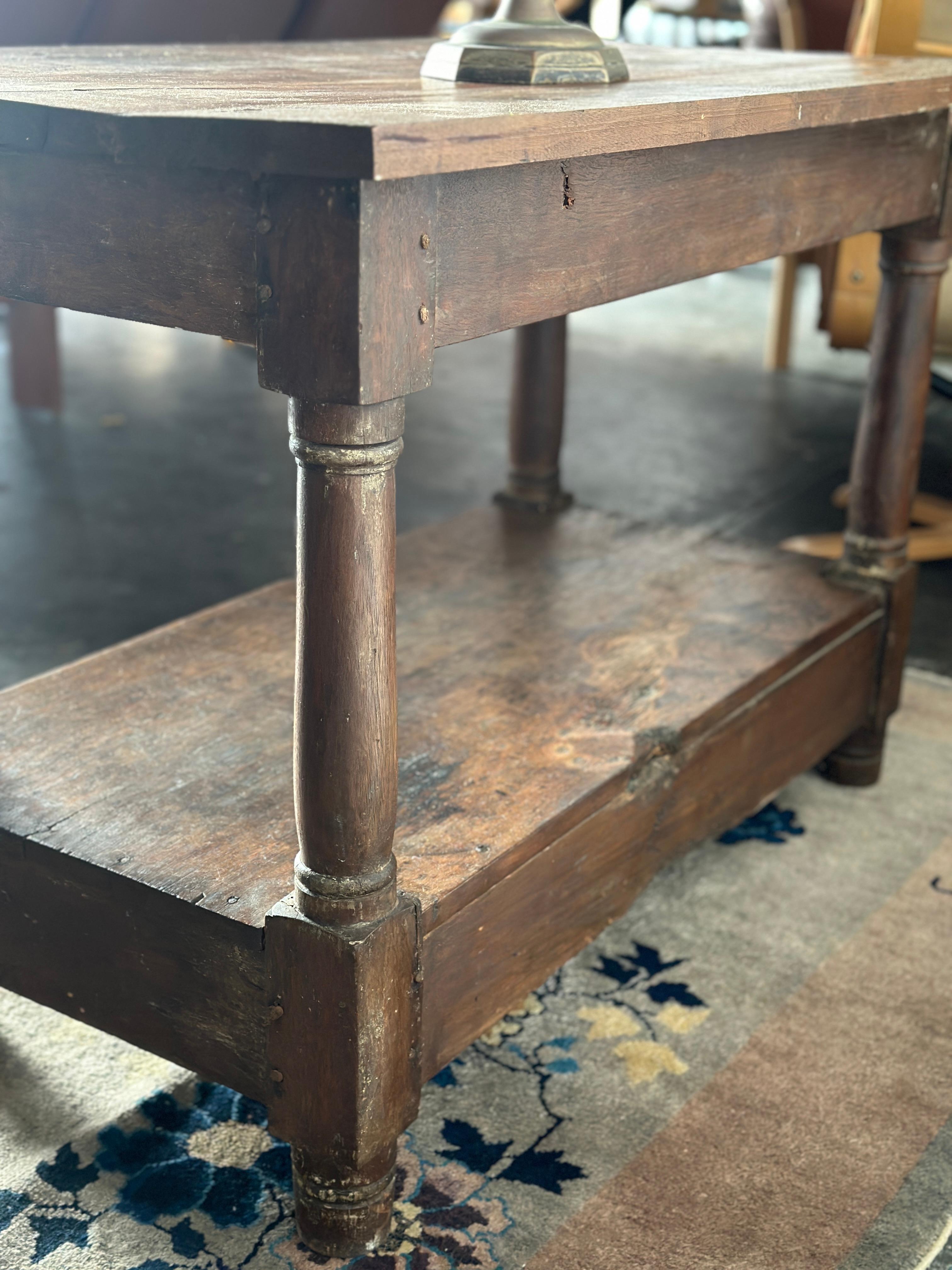 Late 19th Century/Early 20th Century Wooden Prep Island Table 1