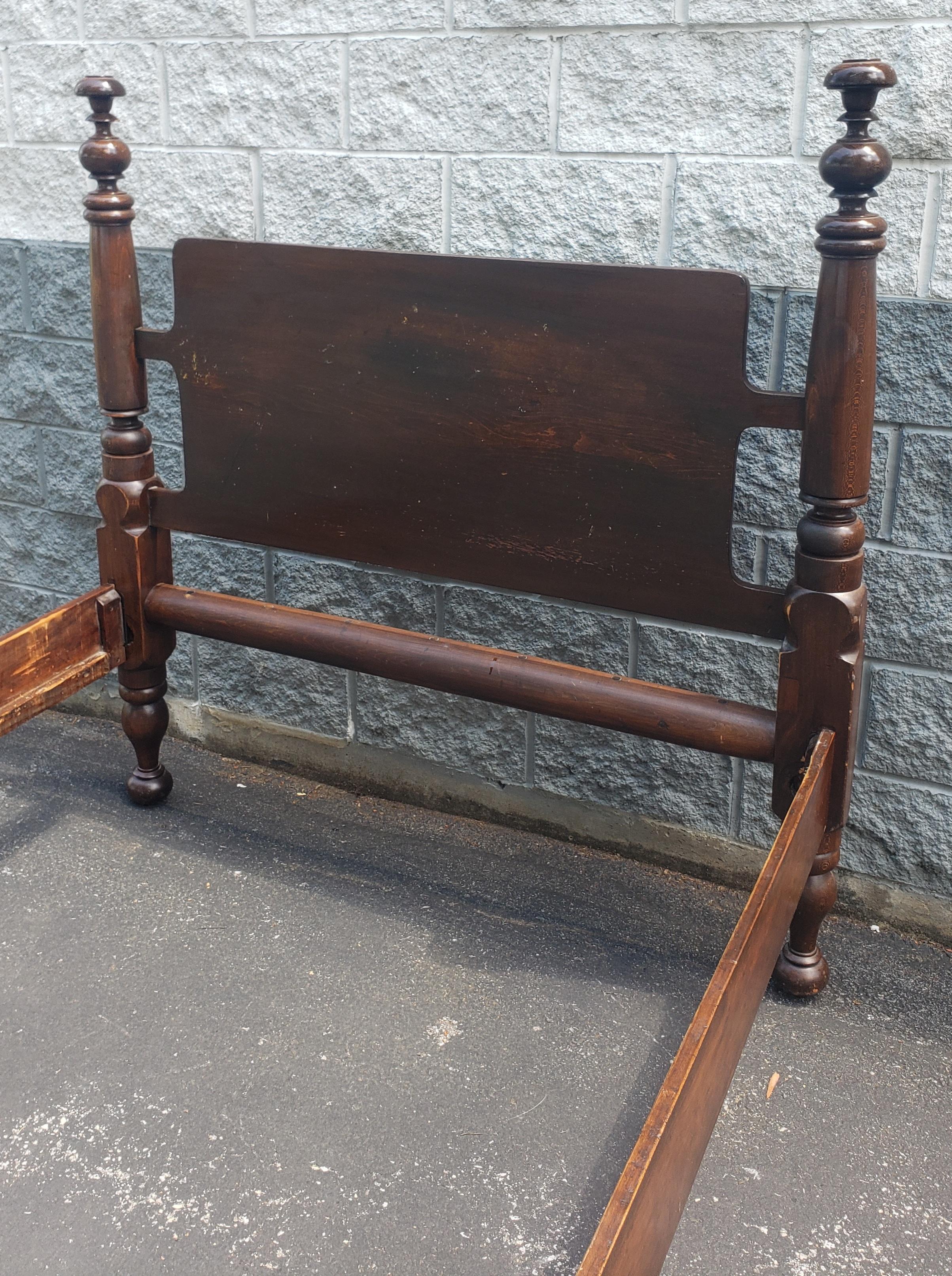 Late 19th Century Early American Style Semi Post Pine Full Size Bed For Sale 1