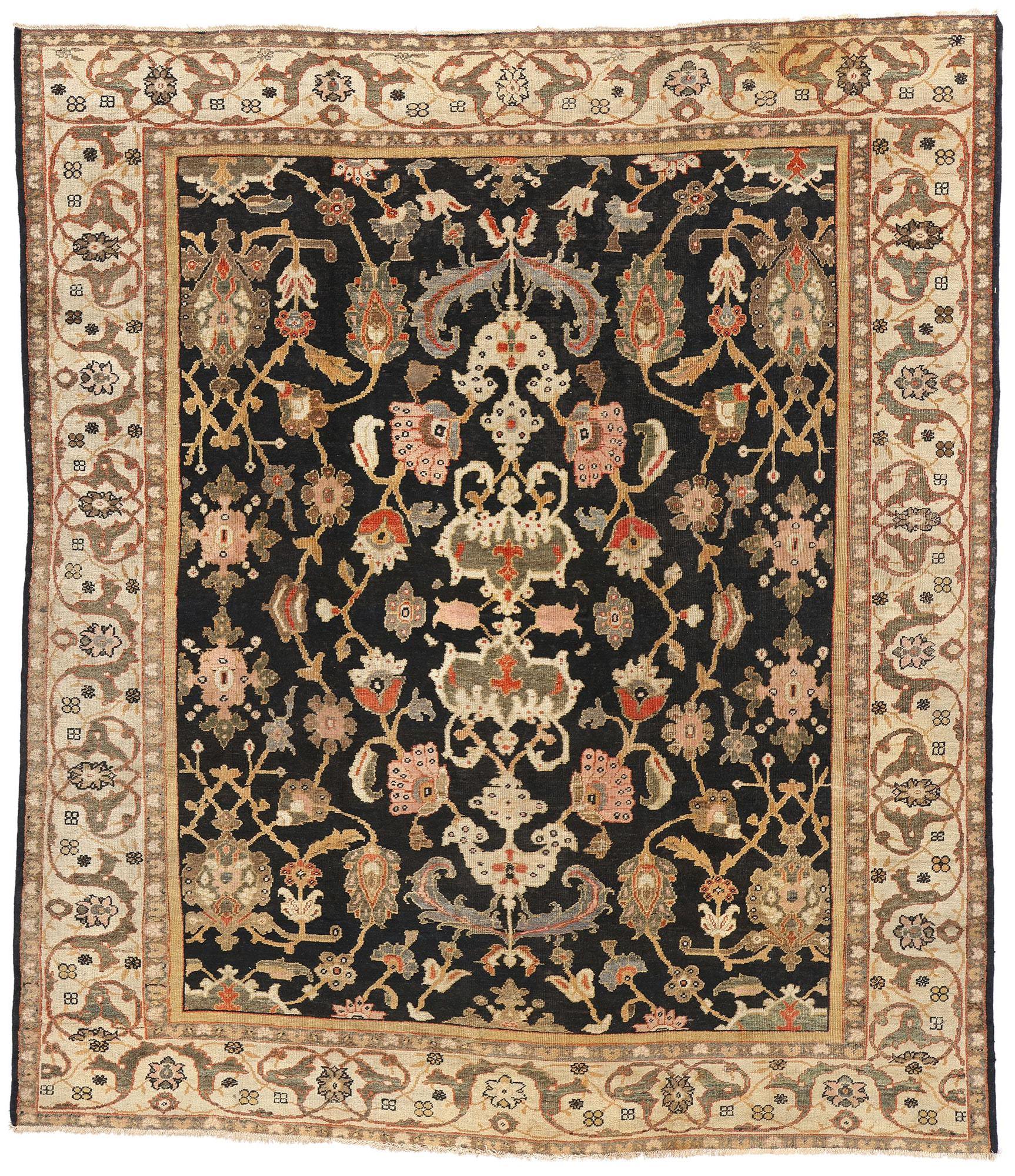 Late 19th Century Earth-Tone Persian Sultanabad Rug with Modern Biophilic Style