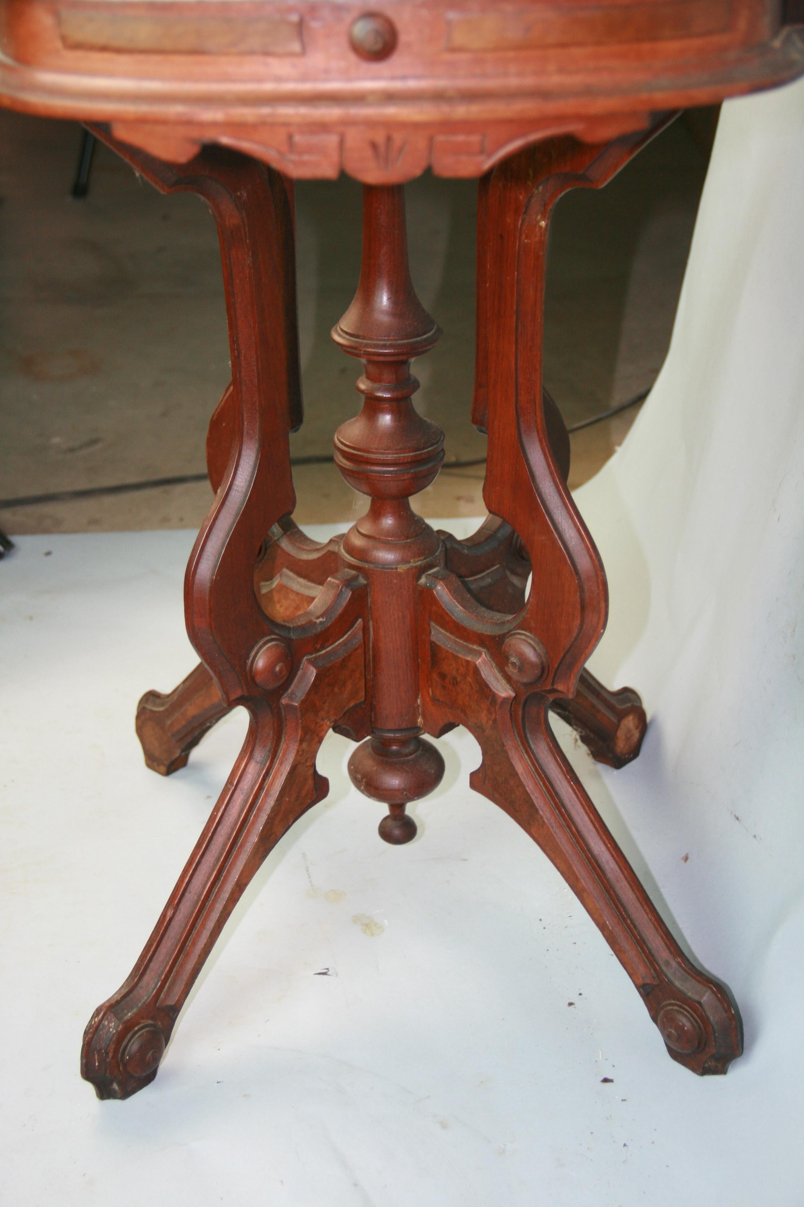 Antique  East Lake Victorian Walnut and Marble Parlor/Center Table Circa 1890 7