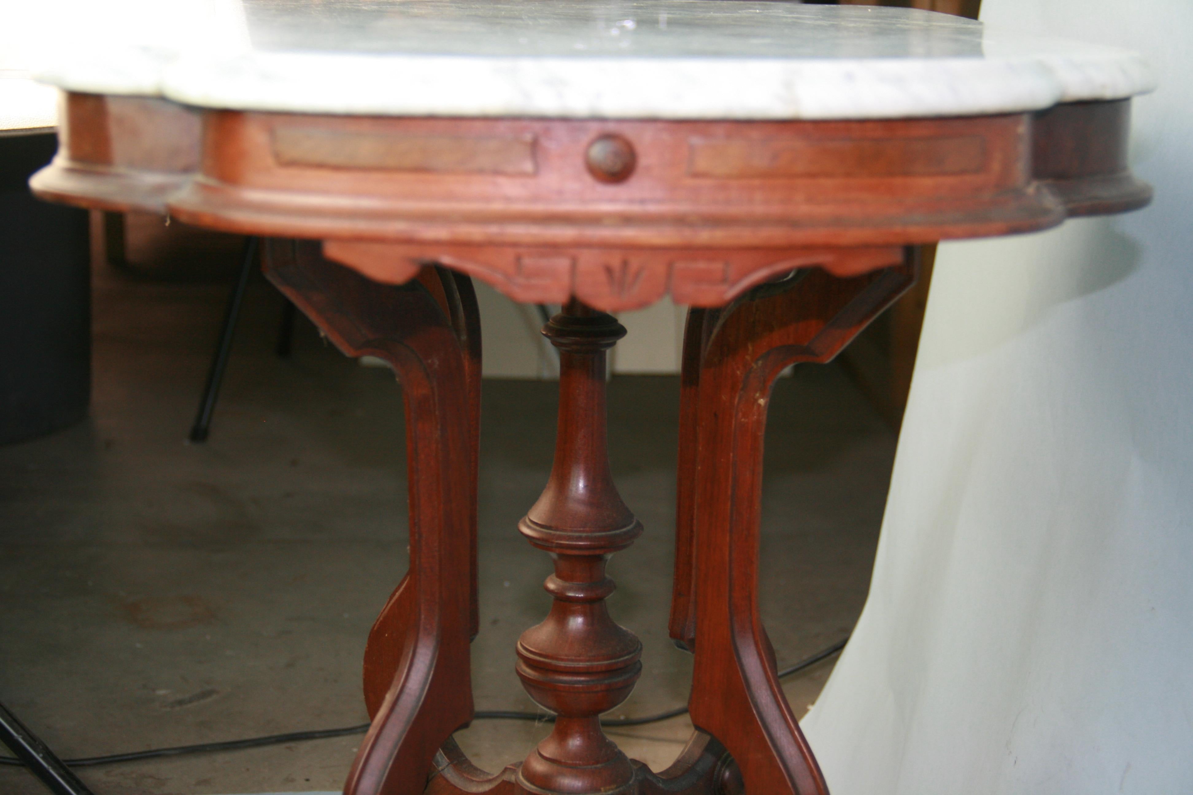 Antique  East Lake Victorian Walnut and Marble Parlor/Center Table Circa 1890 9