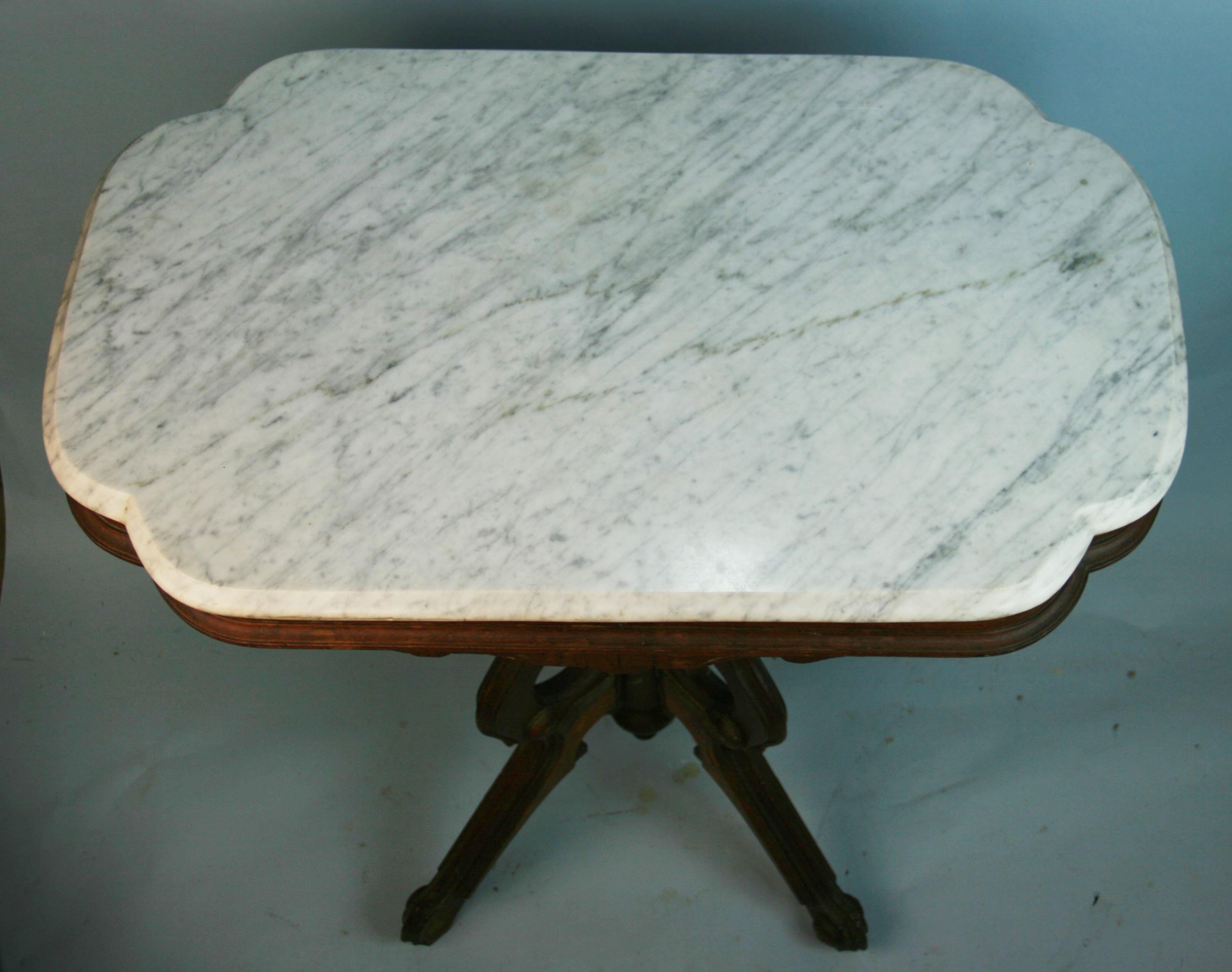 Antique  East Lake Victorian Walnut and Marble Parlor/Center Table Circa 1890 13