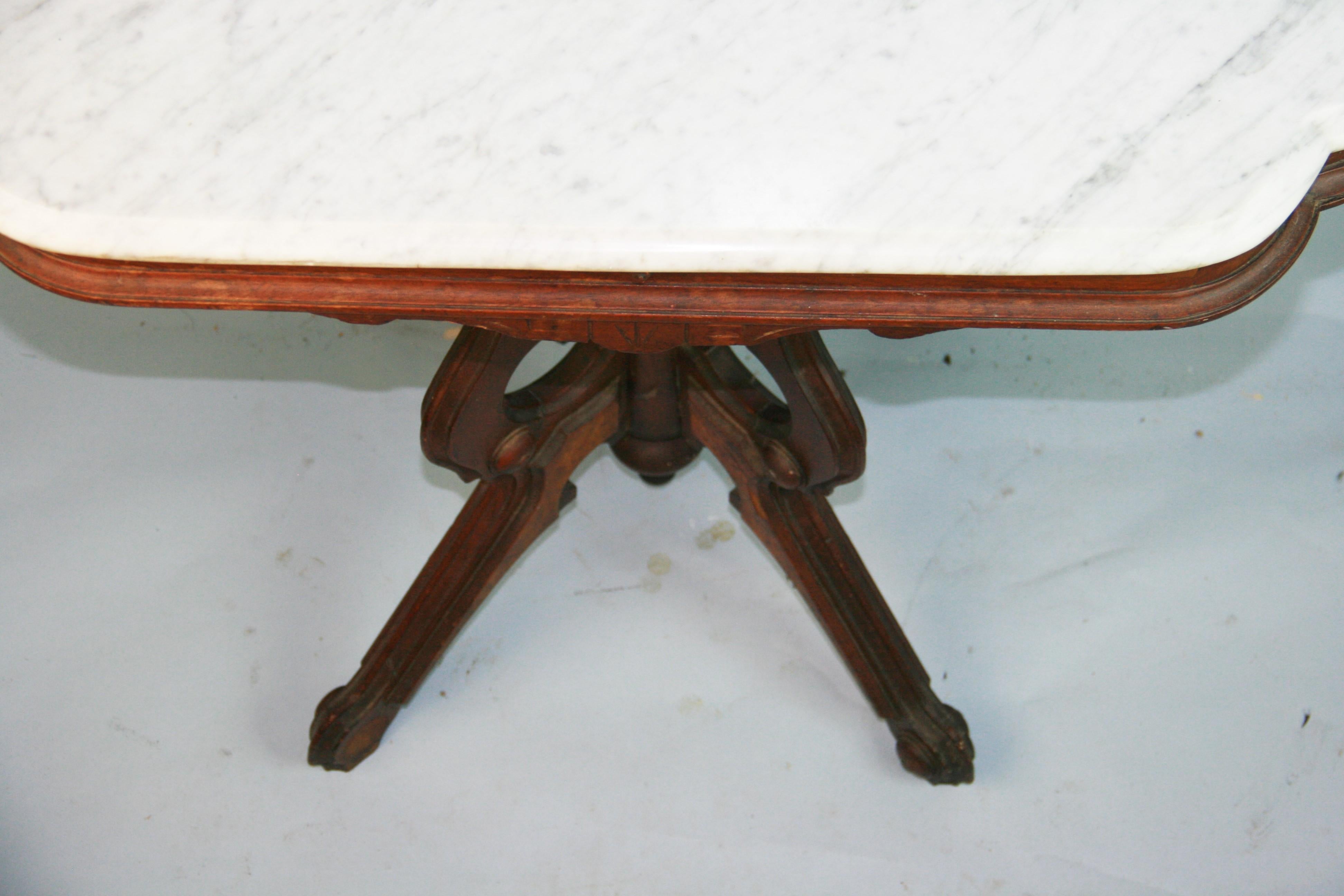 Antique  East Lake Victorian Walnut and Marble Parlor/Center Table Circa 1890 15