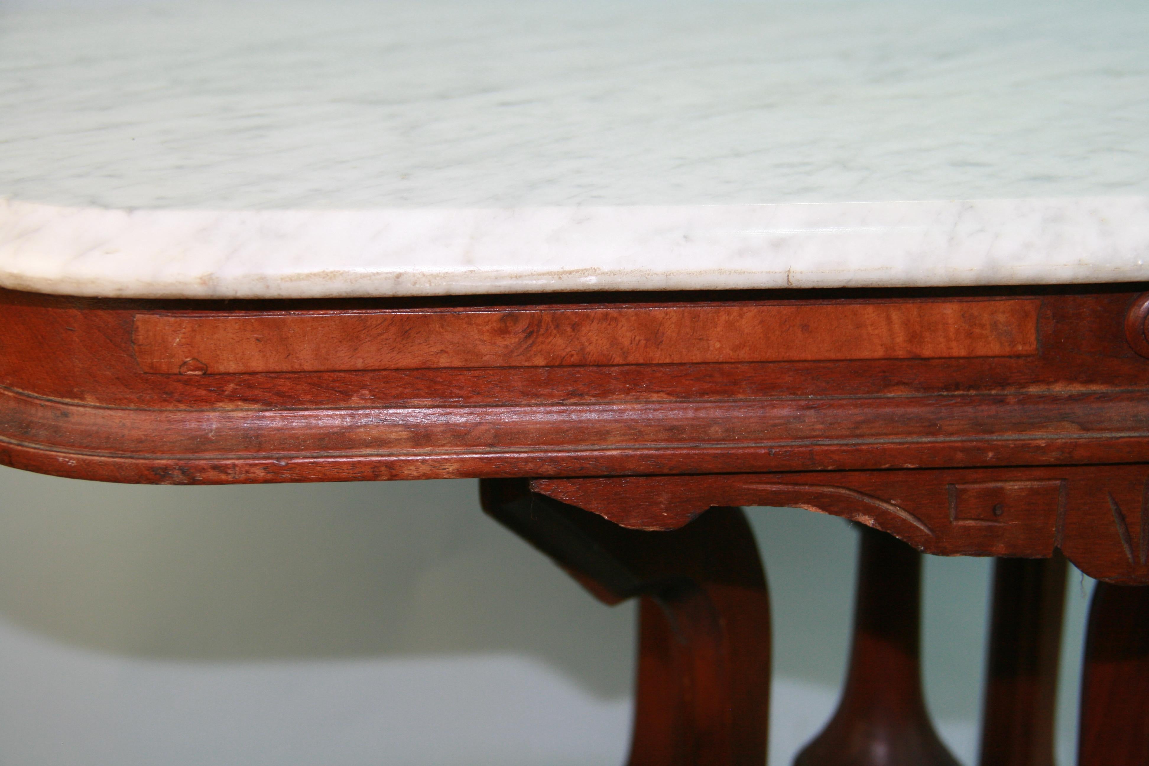 Antique  East Lake Victorian Walnut and Marble Parlor/Center Table Circa 1890 16