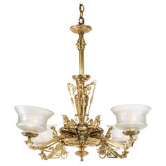 Late 19th Century Eastlake Style Bronze Eight Light Chandelier