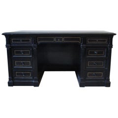 Late 19th Century Ebonized and Brass Inlay Desk by Maison Krieger