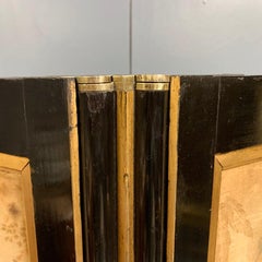 Late 19th Century Ebonized and Gilt Folding Screen with Printed Silk Panels