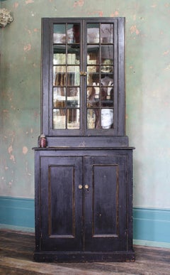Late 19th Century Ebonized and Gilt Shop Pharmacy Cabinet Cupboard