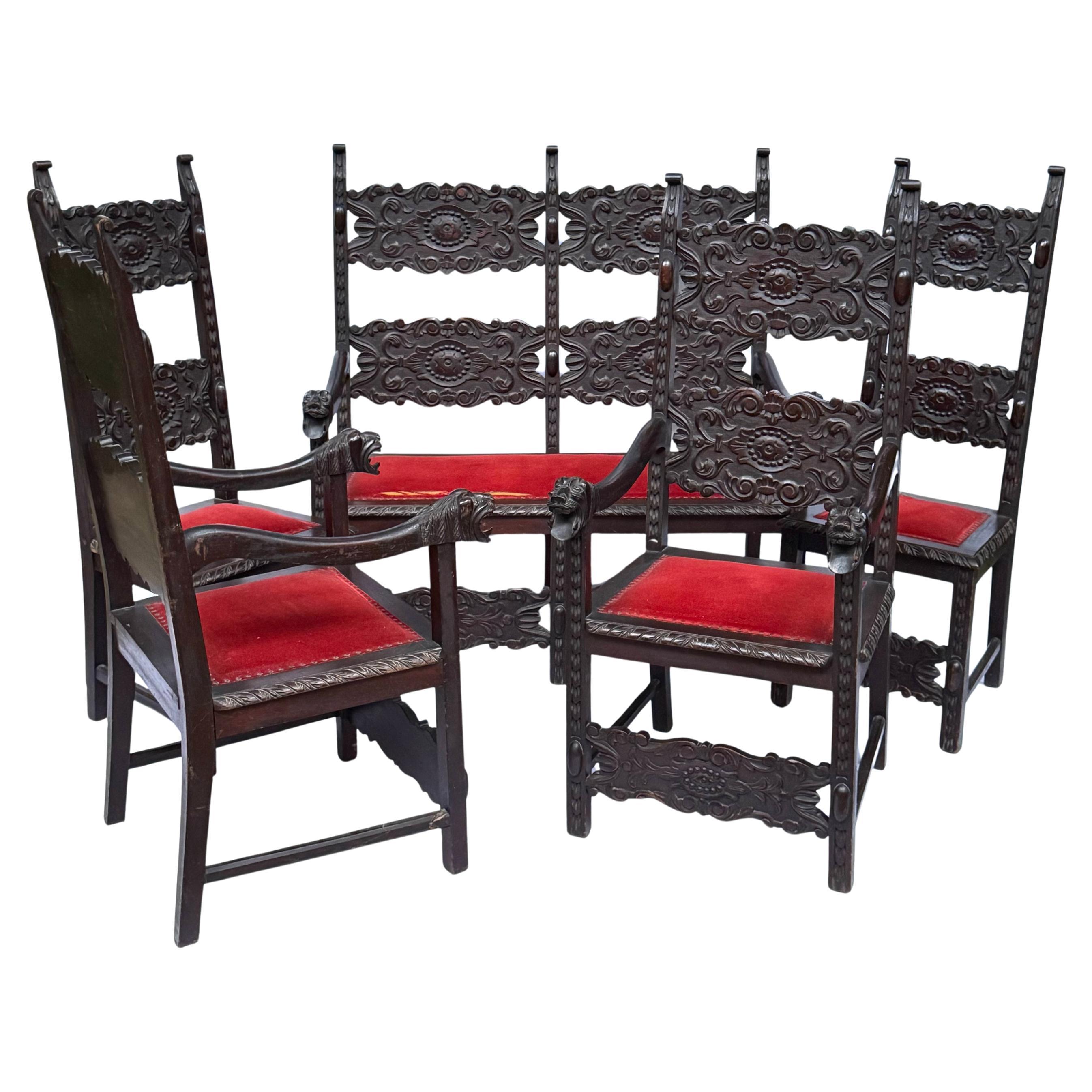 Suite de salon éclectique paraguayen de la fin du XIXe siècle - néo-renaissance italienne en vente 6