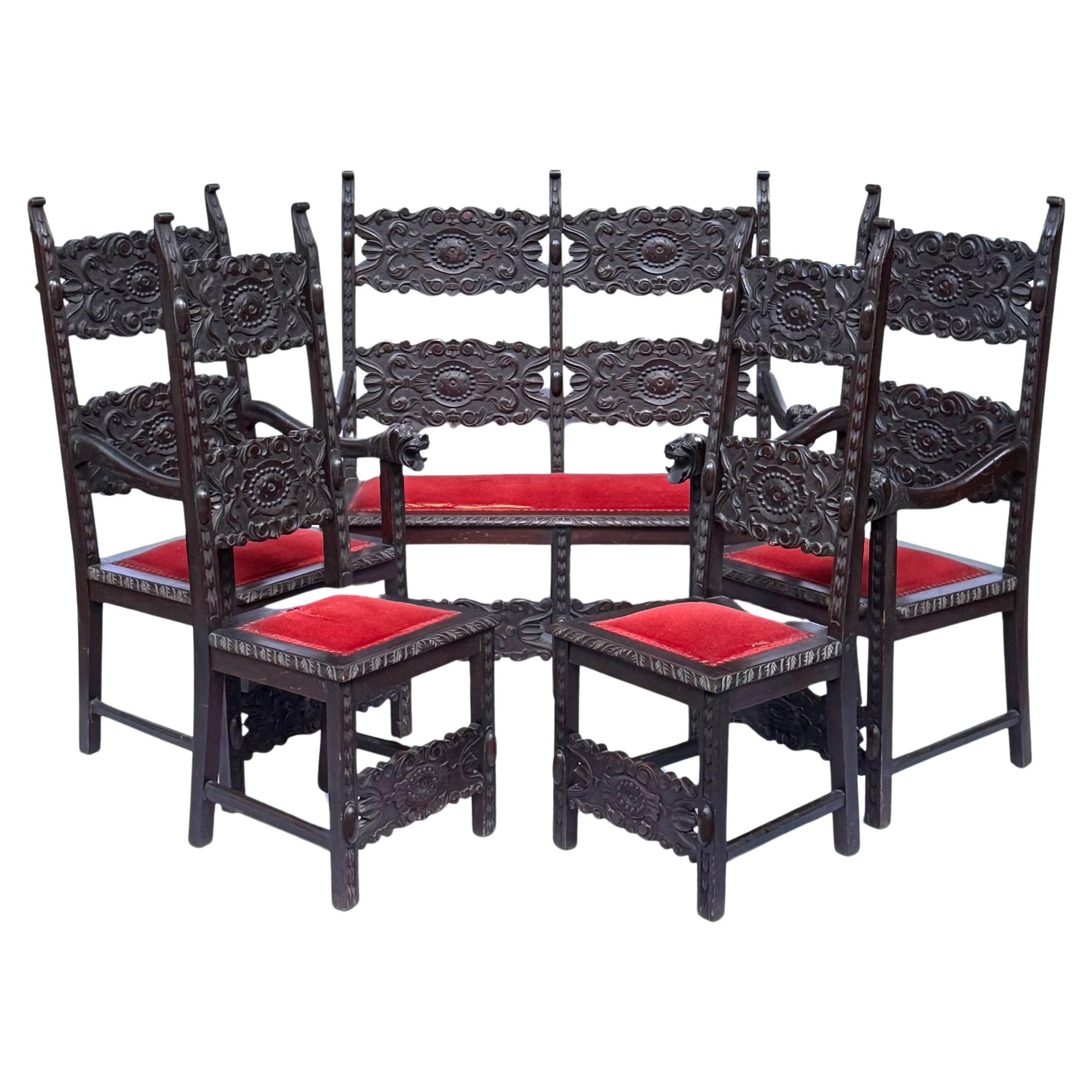 Paraguayen Suite de salon éclectique paraguayen de la fin du XIXe siècle - néo-renaissance italienne en vente