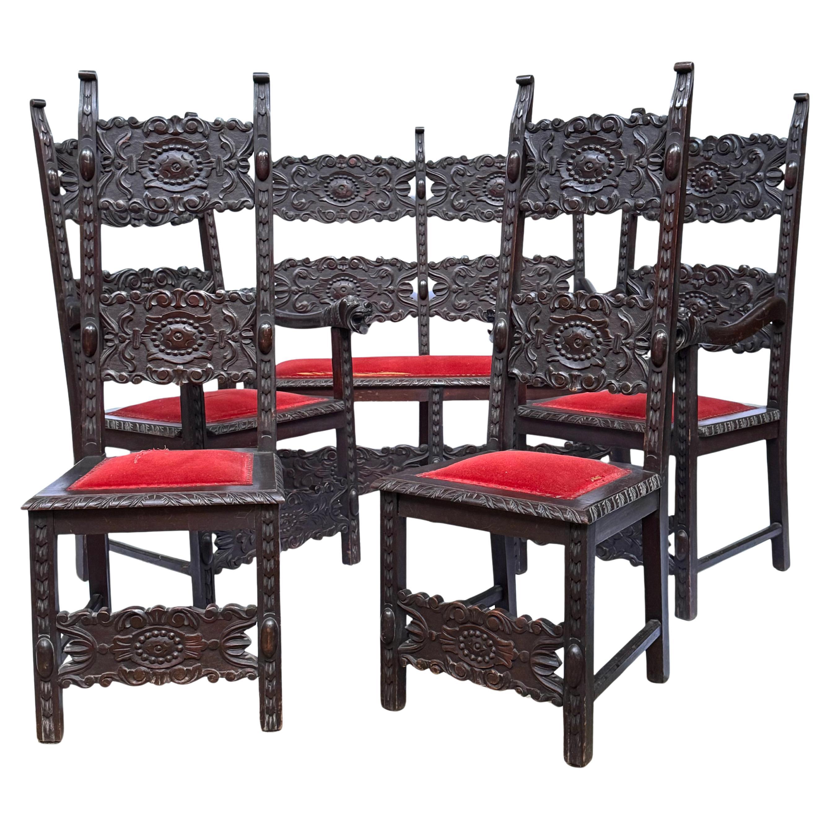 Bois Suite de salon éclectique paraguayen de la fin du XIXe siècle - néo-renaissance italienne en vente