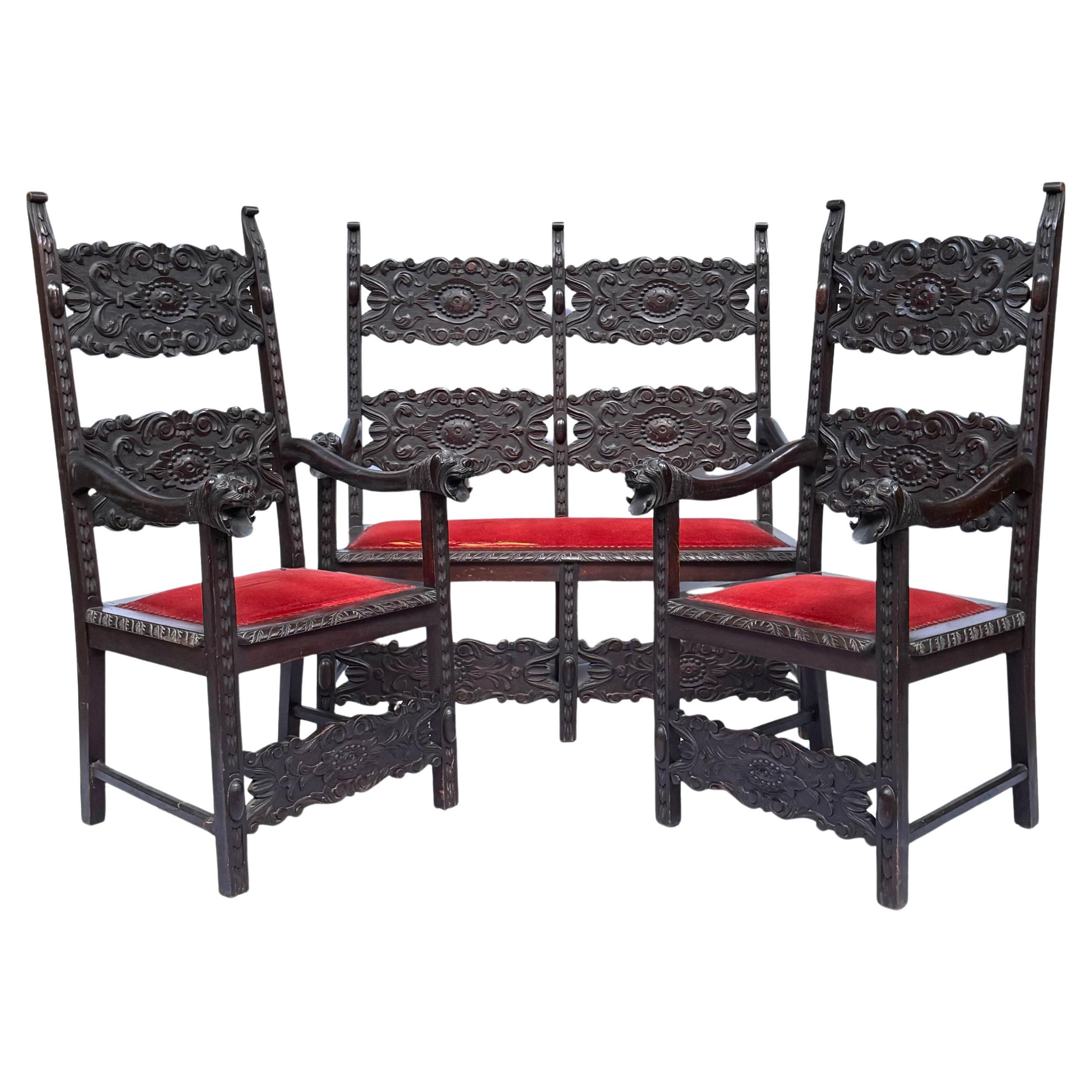 Suite de salon éclectique paraguayen de la fin du XIXe siècle - néo-renaissance italienne en vente 1